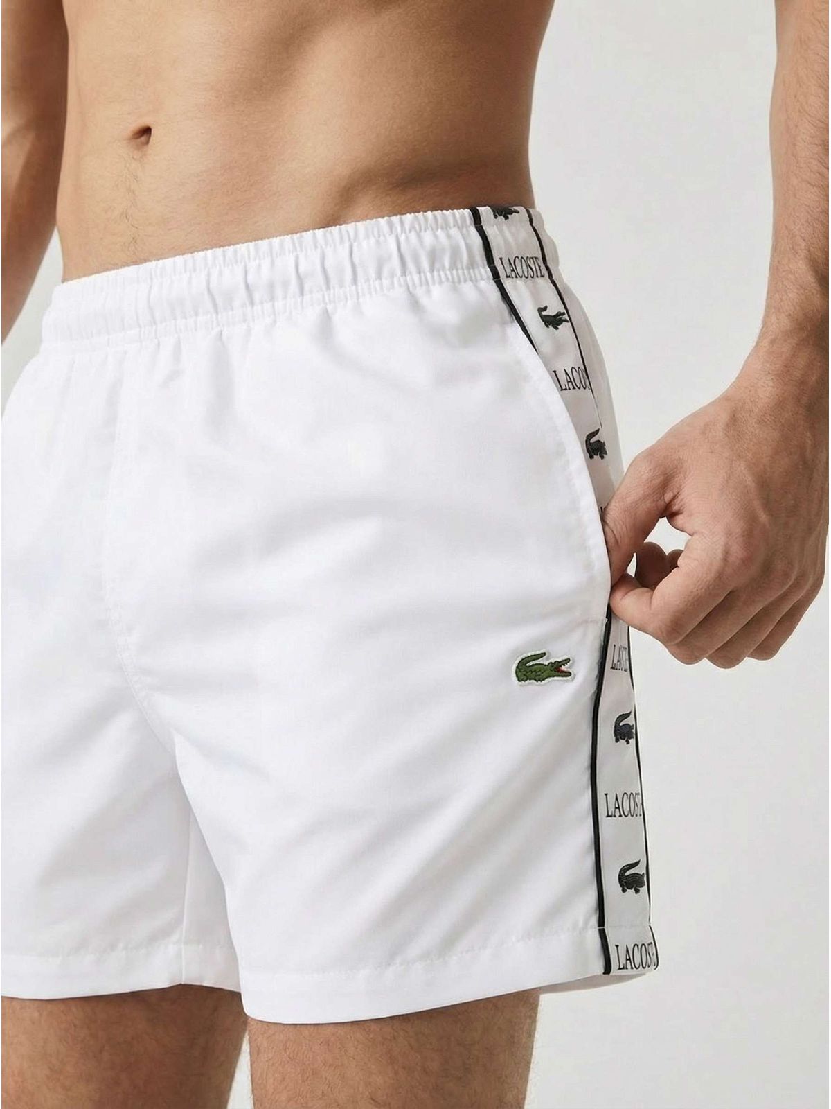 SHORT LACOSTE - BRANCO - SP GRIFES - Camisetas Importadas no Atacado