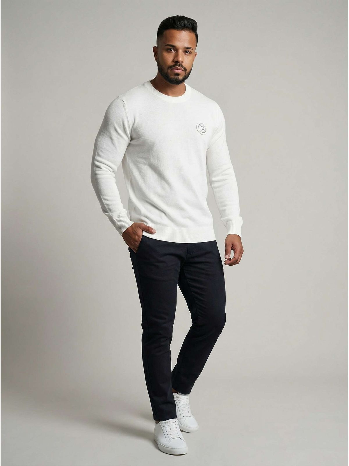 SUÉTER BALMAIN - BRANCO - SP GRIFES - Camisetas Importadas no Atacado