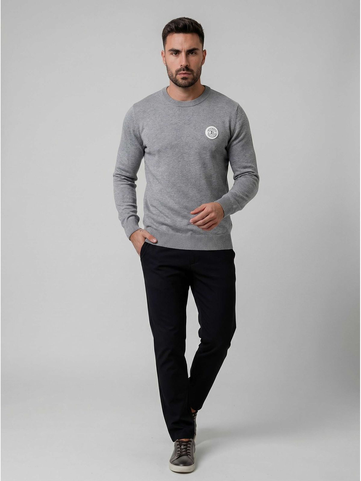 SUÉTER BALMAIN - CINZA - SP GRIFES - Camisetas Importadas no Atacado