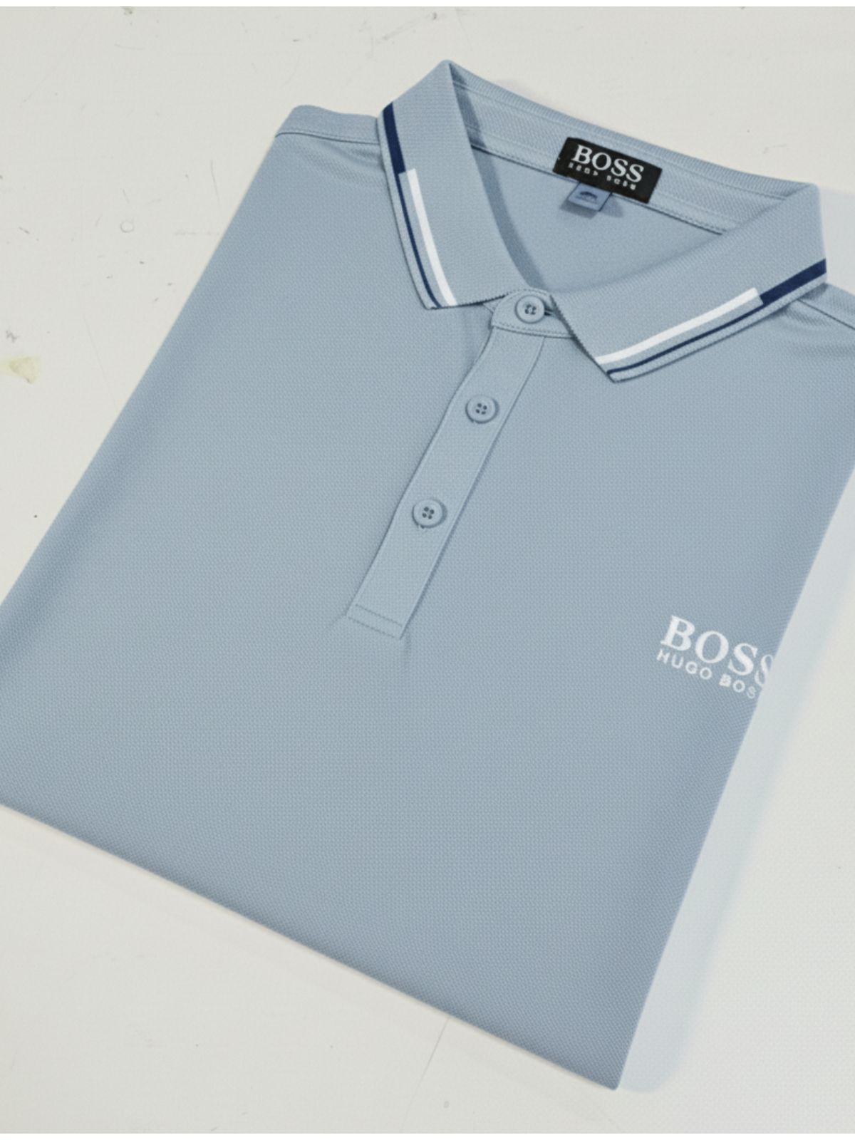 Gola polo poliamida chinês Hugo Boss - Azul Acizen... - SP GRIFES - Camisetas Importadas no Atacado