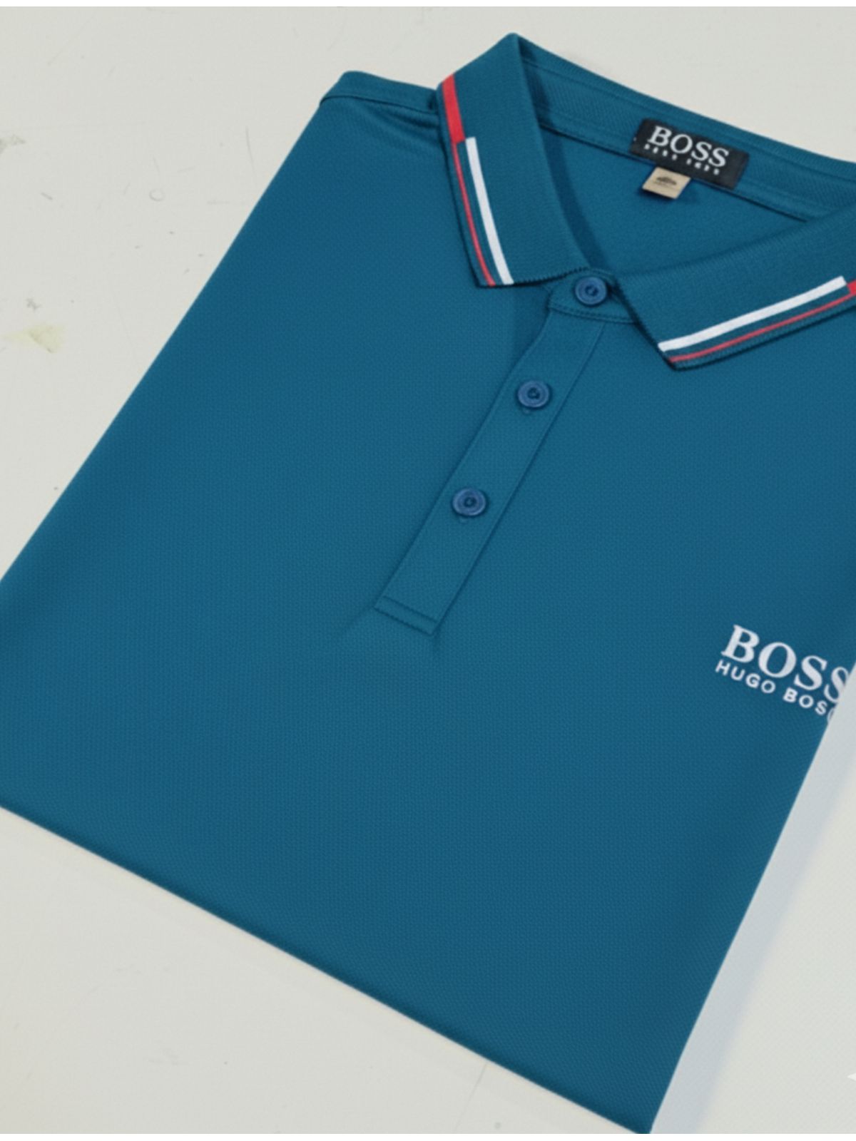 Gola polo poliamida chinês Hugo Boss - Azul Celest... - SP GRIFES - Camisetas Importadas no Atacado
