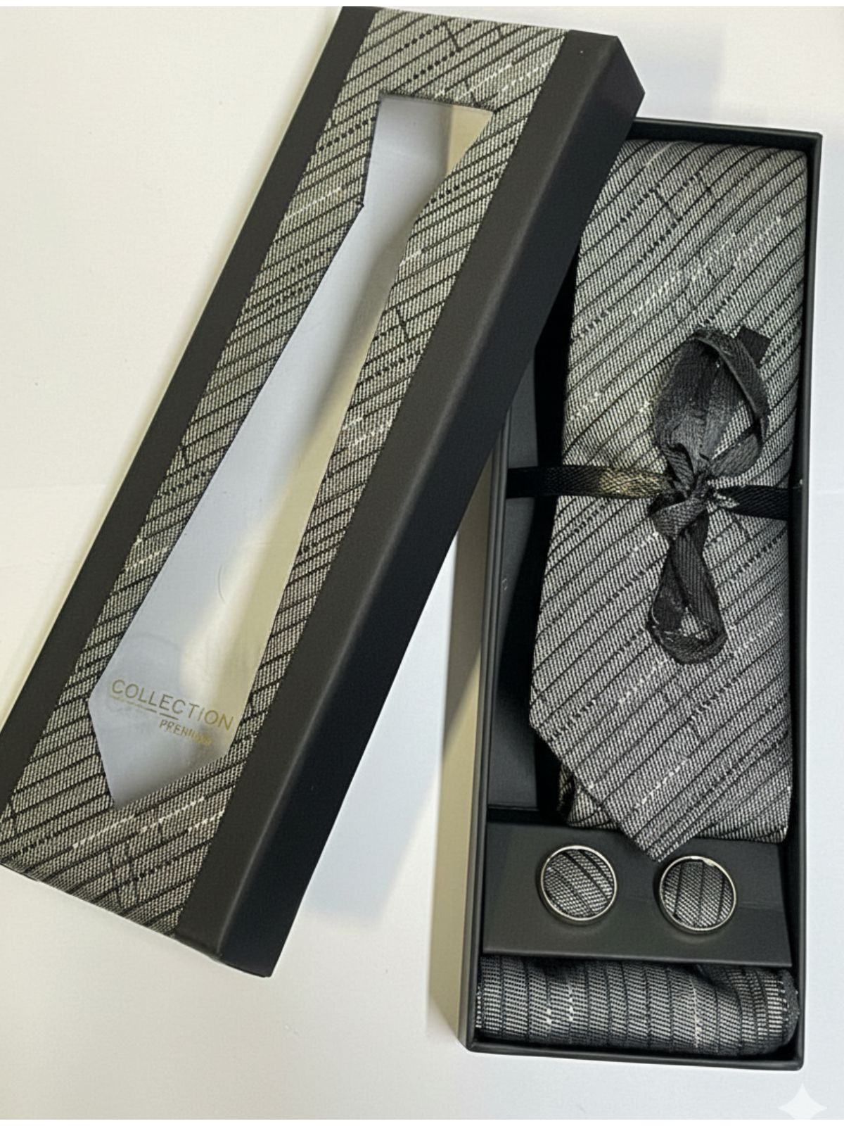 Caixa com Gravata - Cinza - SP GRIFES - Camisetas Importadas no Atacado