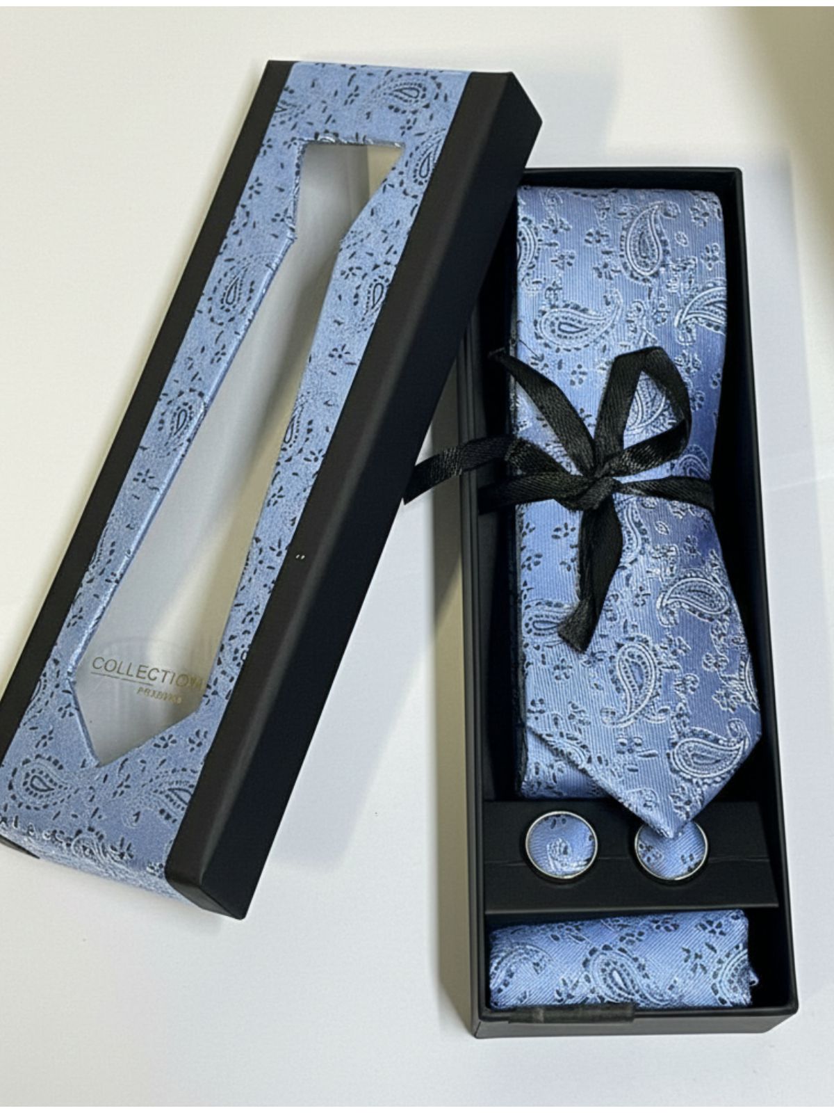 Caixa com Gravata - Azul Claro - SP GRIFES - Camisetas Importadas no Atacado