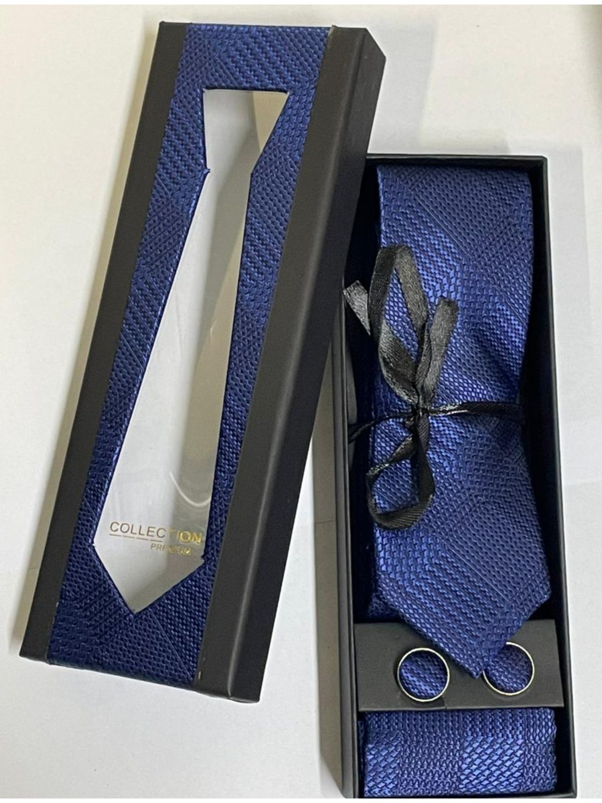 Caixa com Gravata - Azul Escuro - SP GRIFES - Camisetas Importadas no Atacado