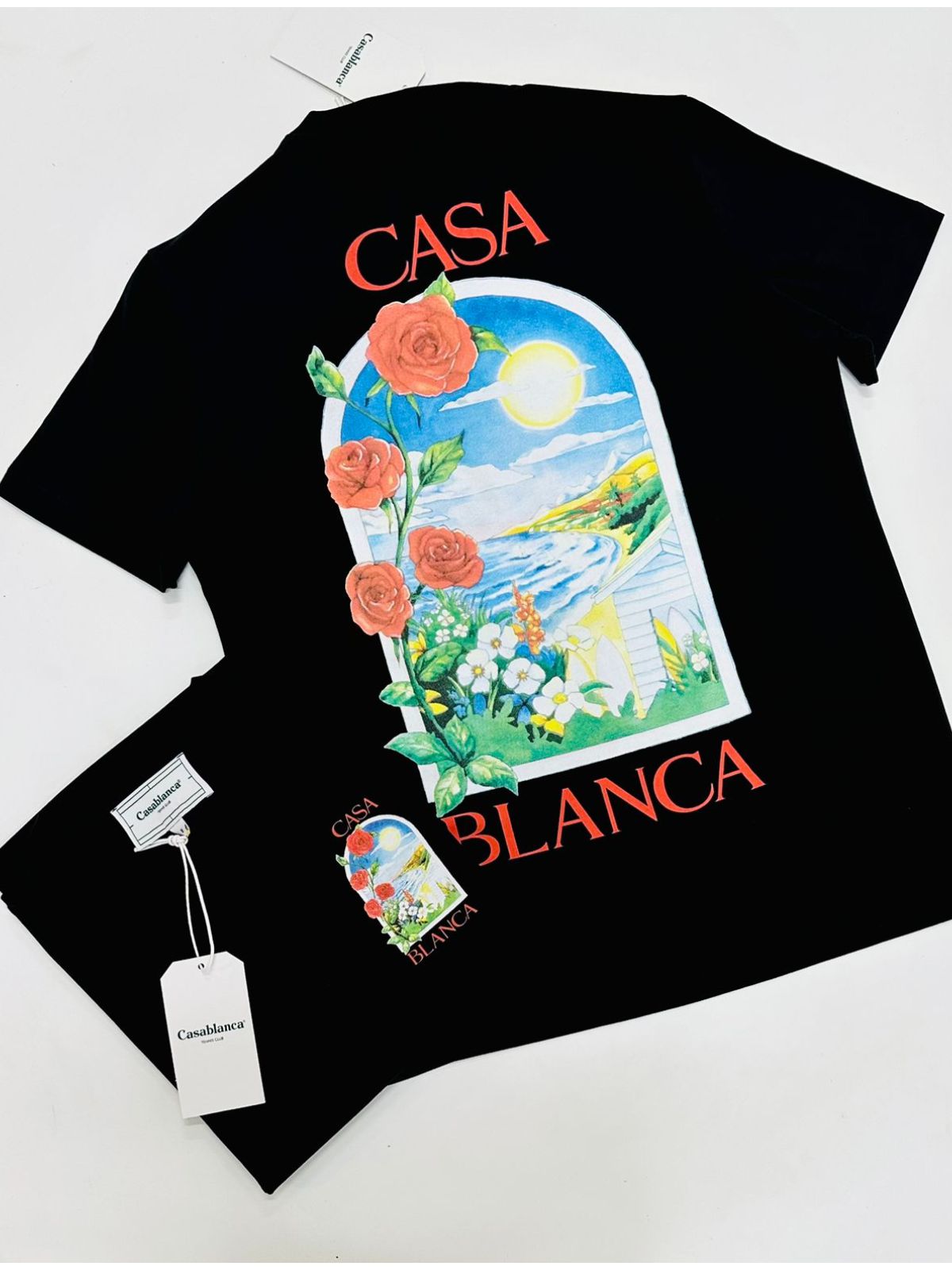 Camiseta Casa Blanca Com Flores Preta - Chinesa - SP GRIFES - Camisetas Importadas no Atacado
