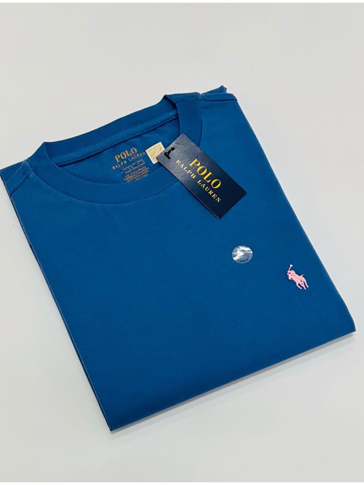 Camiseta Ralph Lauren - Azul com Cavalo Rosa - Egí... - SP GRIFES - Camisetas Importadas no Atacado