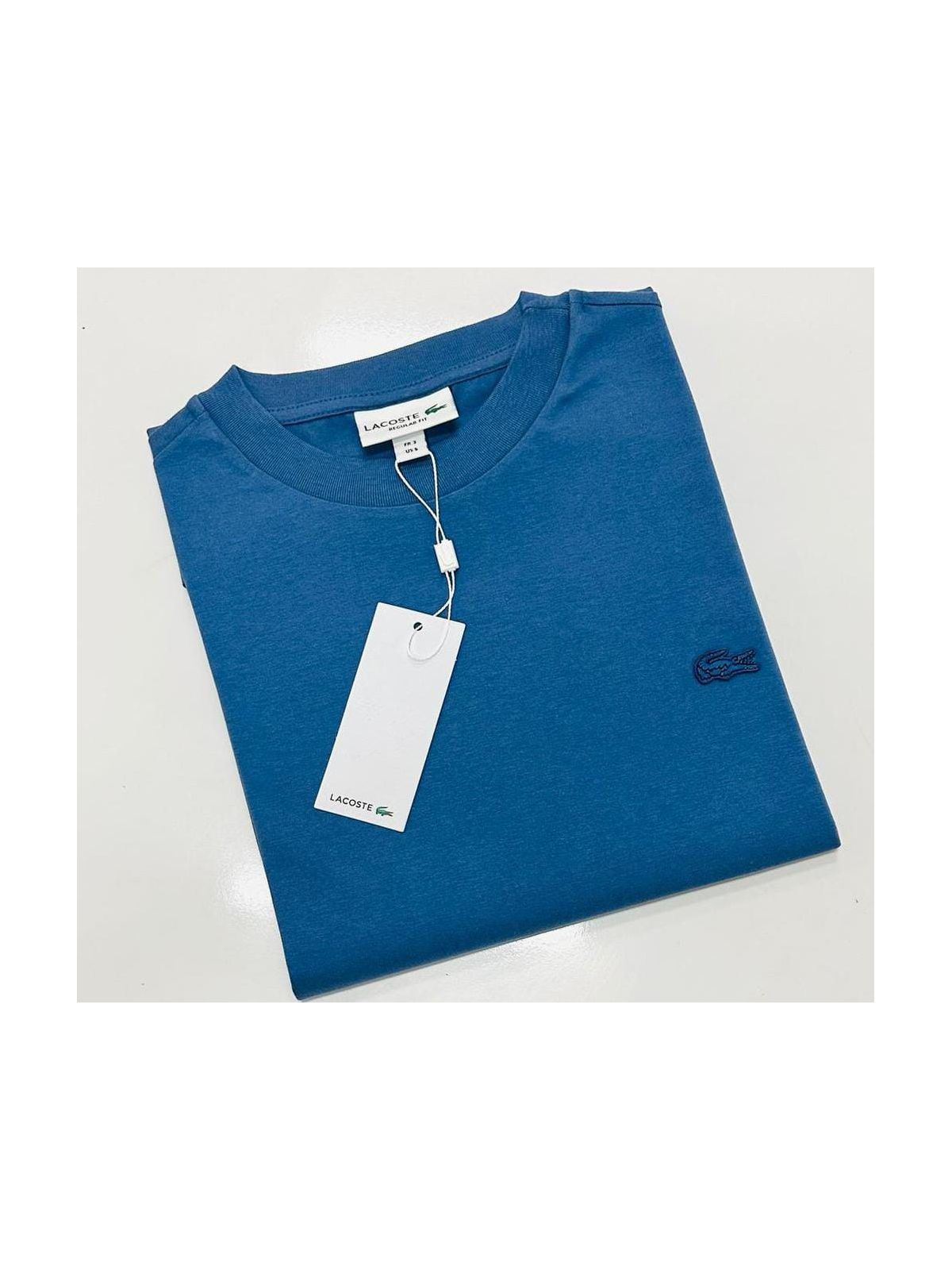 Camiseta Lacoste Monocromática - Azul - Egípcia - SP GRIFES - Camisetas Importadas no Atacado
