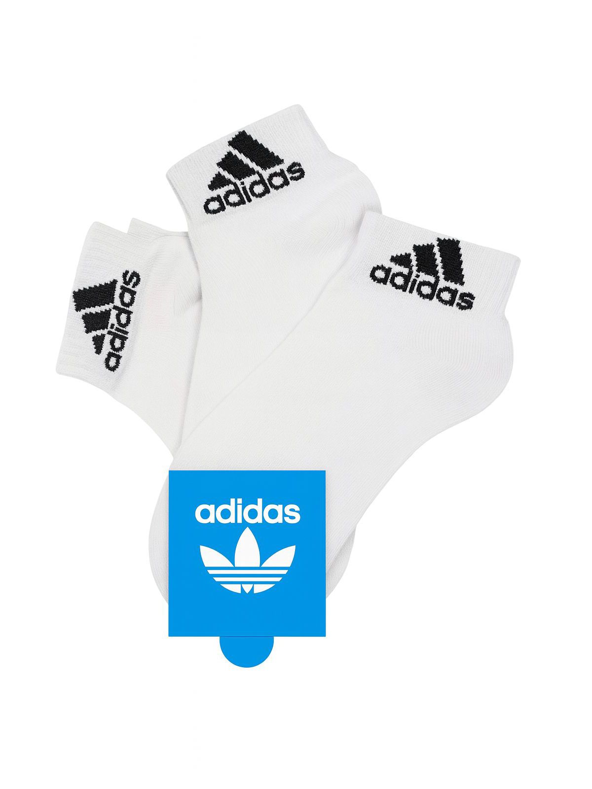 KIT 3 MEIAS ADIDAS MASCULINAS CANO CURTO - BRANCA - SP GRIFES - Camisetas Importadas no Atacado