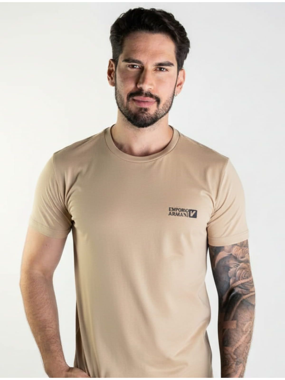 Camiseta Básica Armani - Bege- Egipcia - SP GRIFES - Camisetas Importadas no Atacado