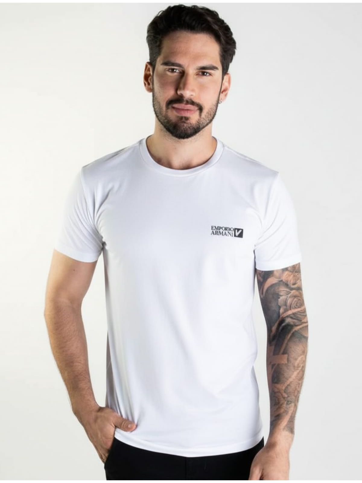 Camiseta Básica Armani - Branca - Egipcia - SP GRIFES - Camisetas Importadas no Atacado