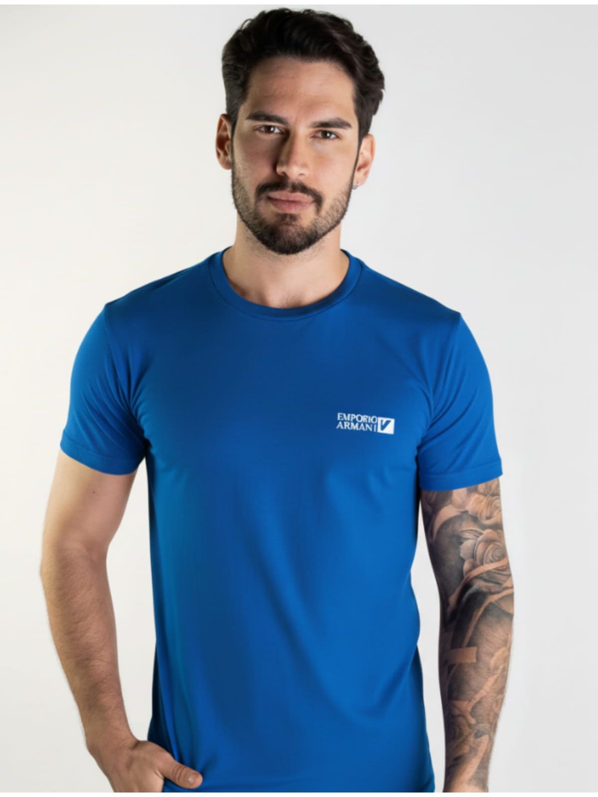 Camiseta Básica Armani - Azul - Egipcia - SP GRIFES - Camisetas Importadas no Atacado