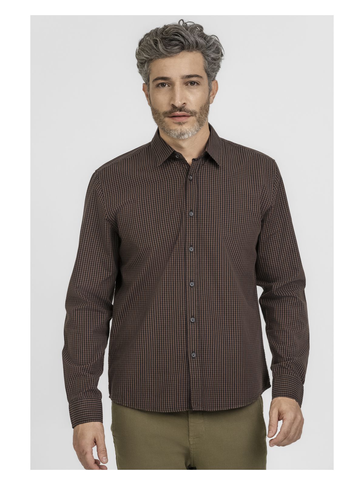 Camisa King e Joe Mini Xadrez Marrom CS24273 - 638... - Teselli