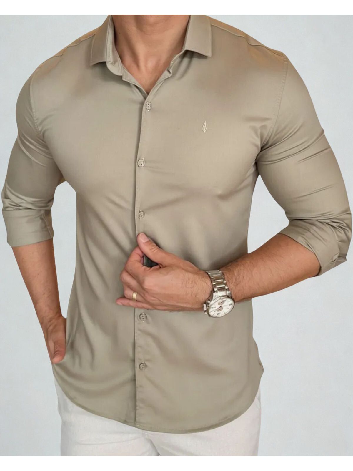Camisa Social zikani Fibra de Bambu Verde 00748 - ... - Teselli