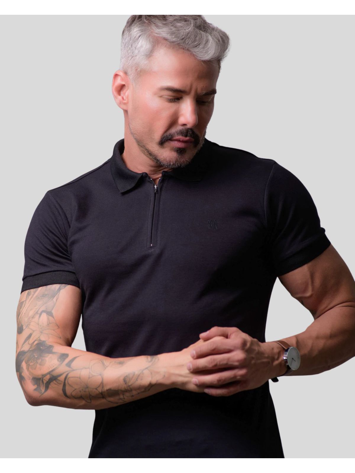 Camisa Gola Polo em Suedine Premium Oxing Preto 07... - Teselli