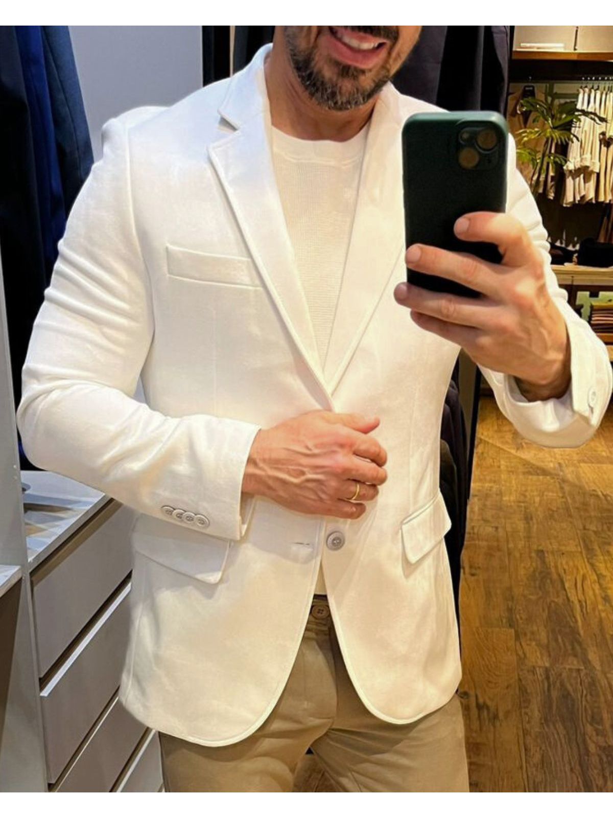 Blazer Teselli em Malha Spandex Slim Off White 922... - Teselli