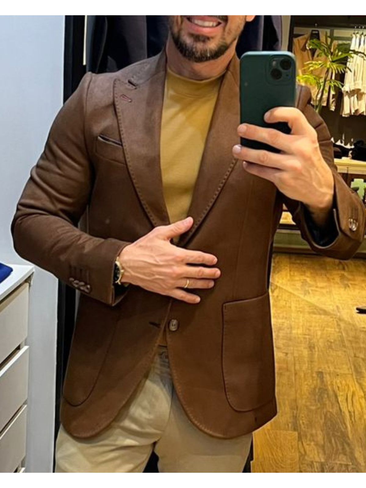 Blazer Teselli em Suede Slim Marrom 8208 - 64542 - Teselli