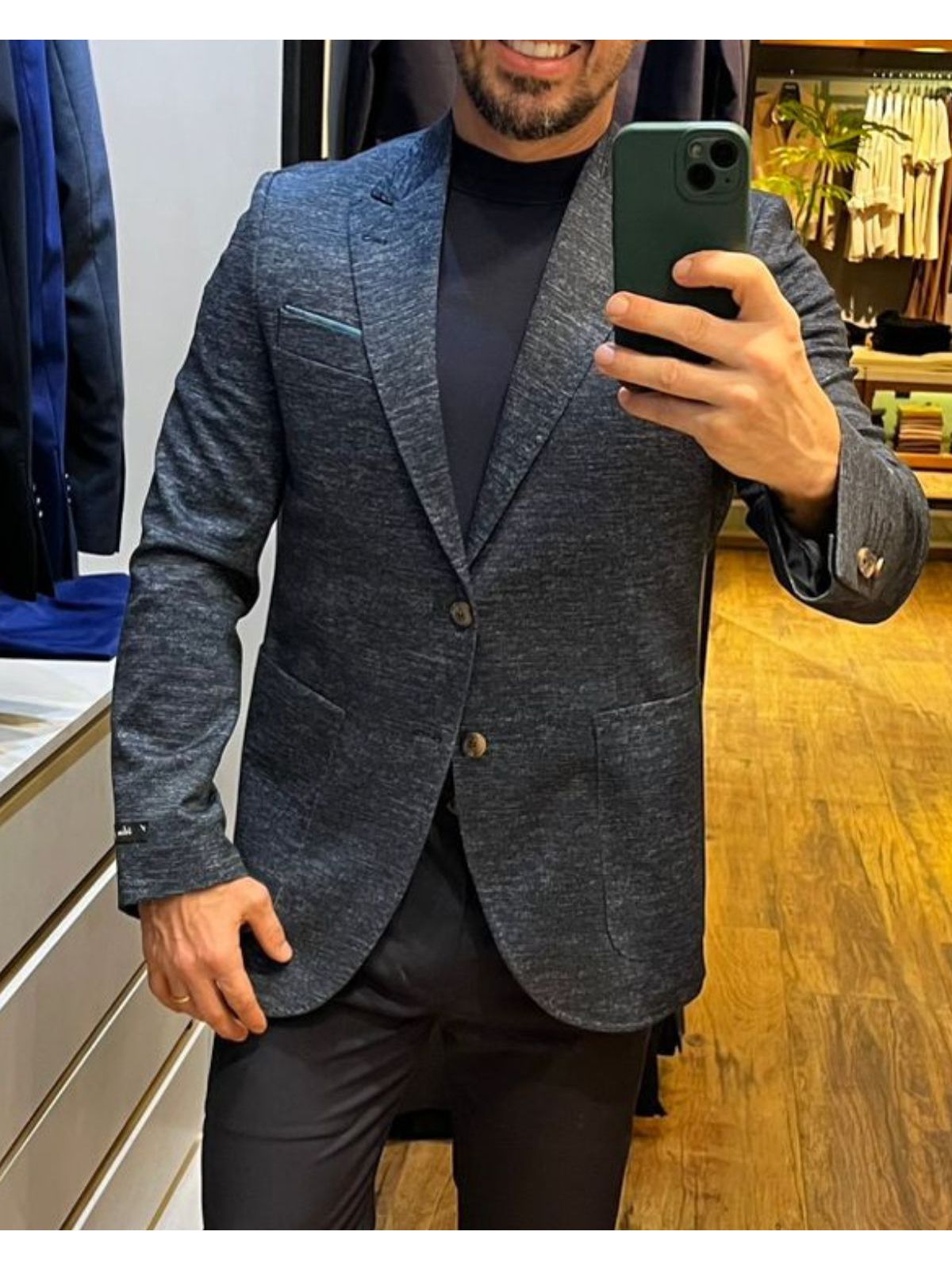 Blazer Teselli em Malha Tech Com Elastano Slim Mar... - Teselli