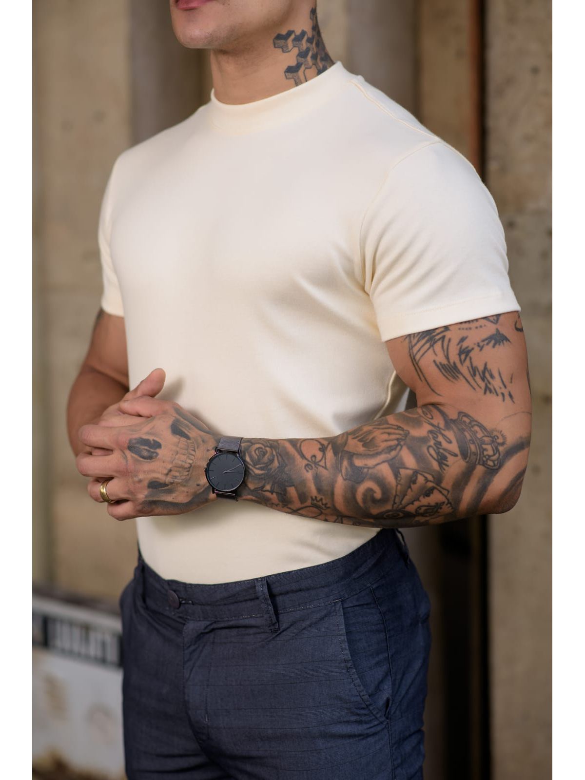 Camisa Gola Média Suedine Oxing Off White 070725 -... - Teselli