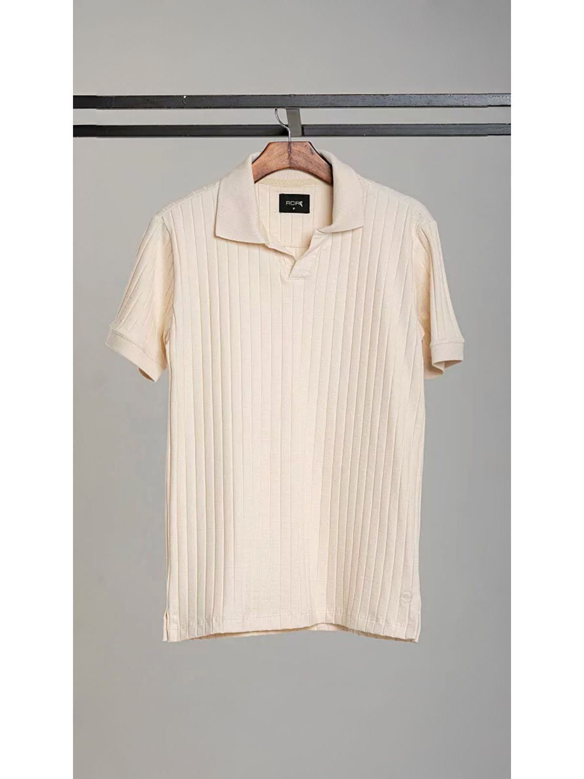 Camisa Polo Gola V Textura RCR Off White 2034 - 66... - Teselli