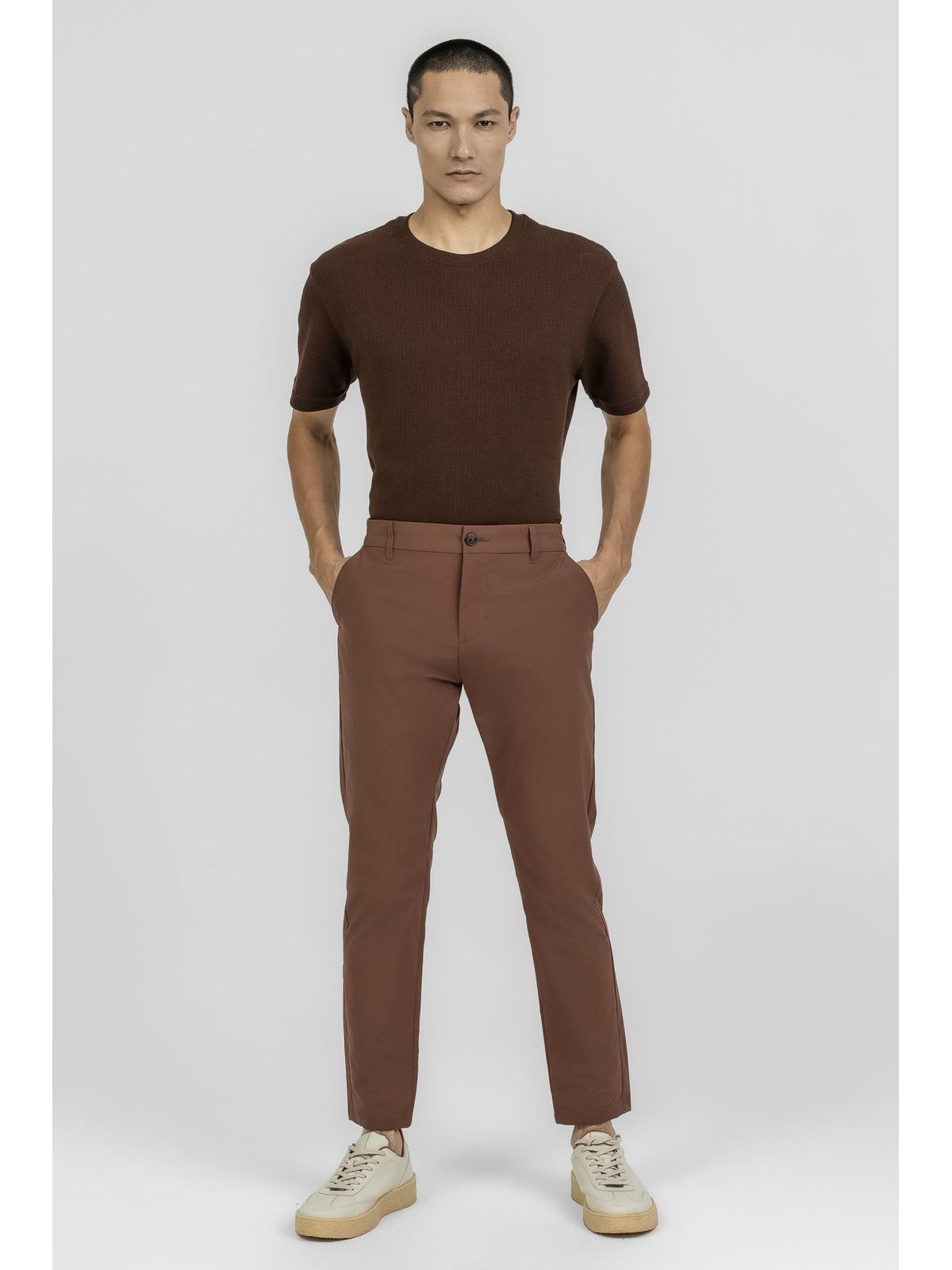 Camiseta Textura Confort K&J Marrom CA24347 - 6372 - Teselli