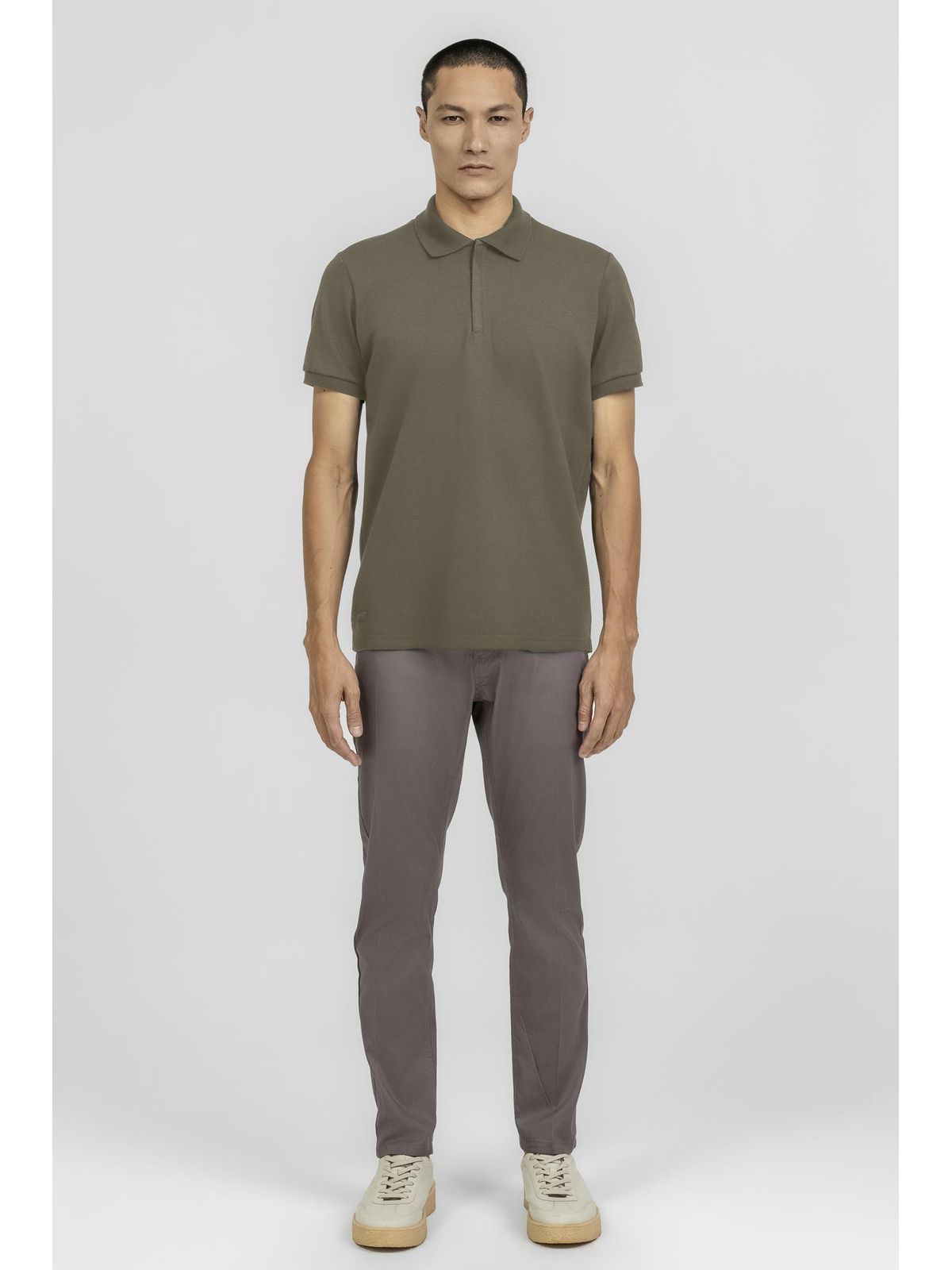 Camiseta Polo Piquet Suedine Egipicio K&J Kaki PO2... - Teselli