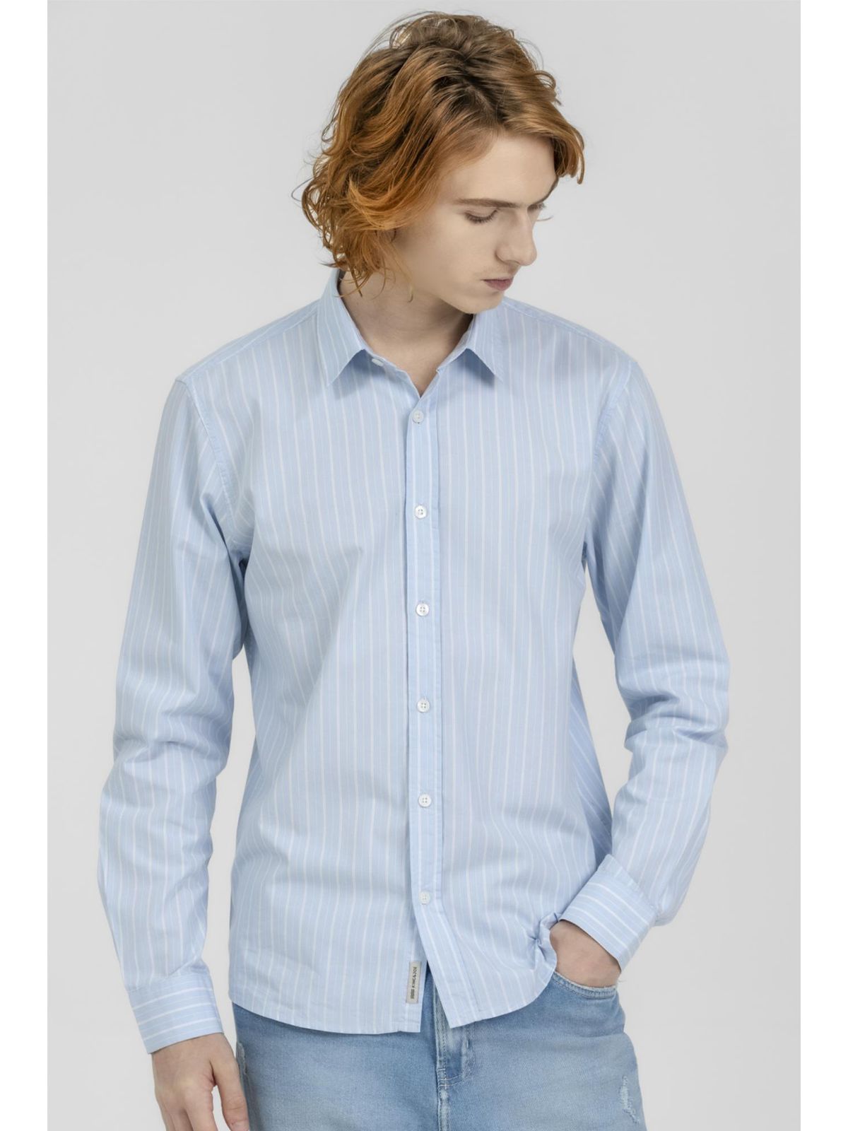 Camisa King e Joe M/L Listrada Casual Azul CS24252... - Teselli