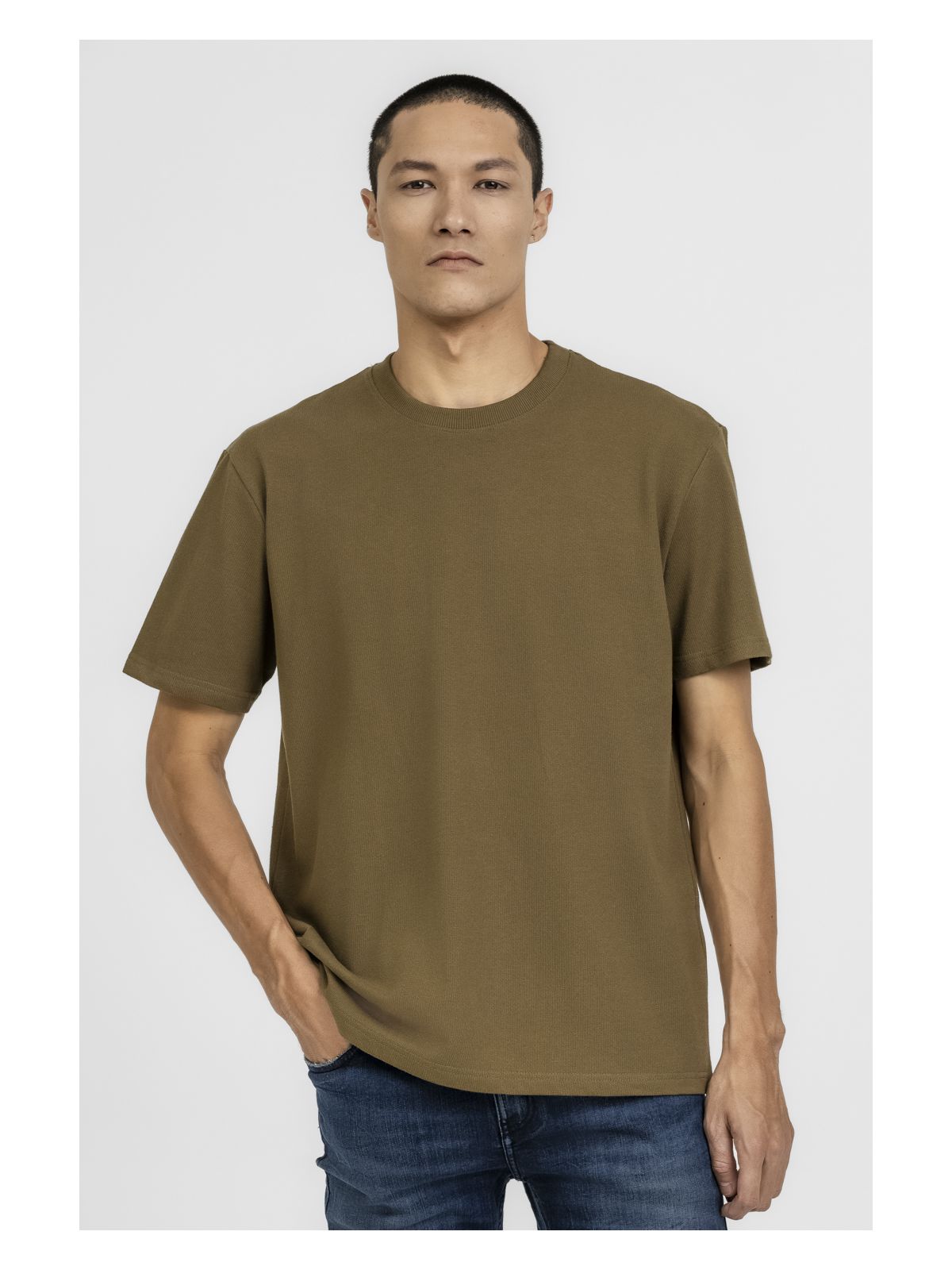 Camiseta King e Joe Textura Oversized Kaki CA24348... - Teselli