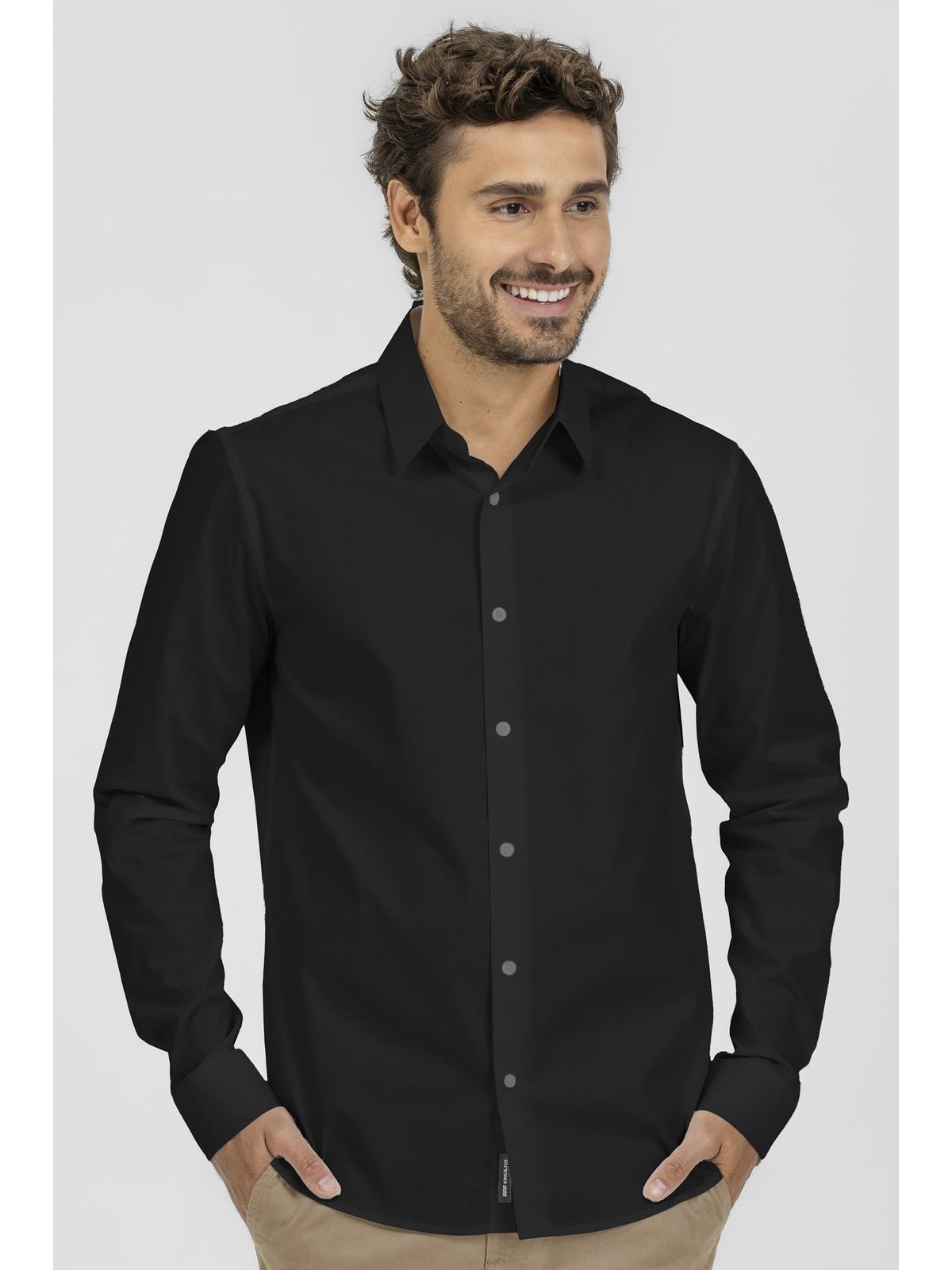 Camisa King e Joe M/L Social c/ elastano Preto CS0... - Teselli