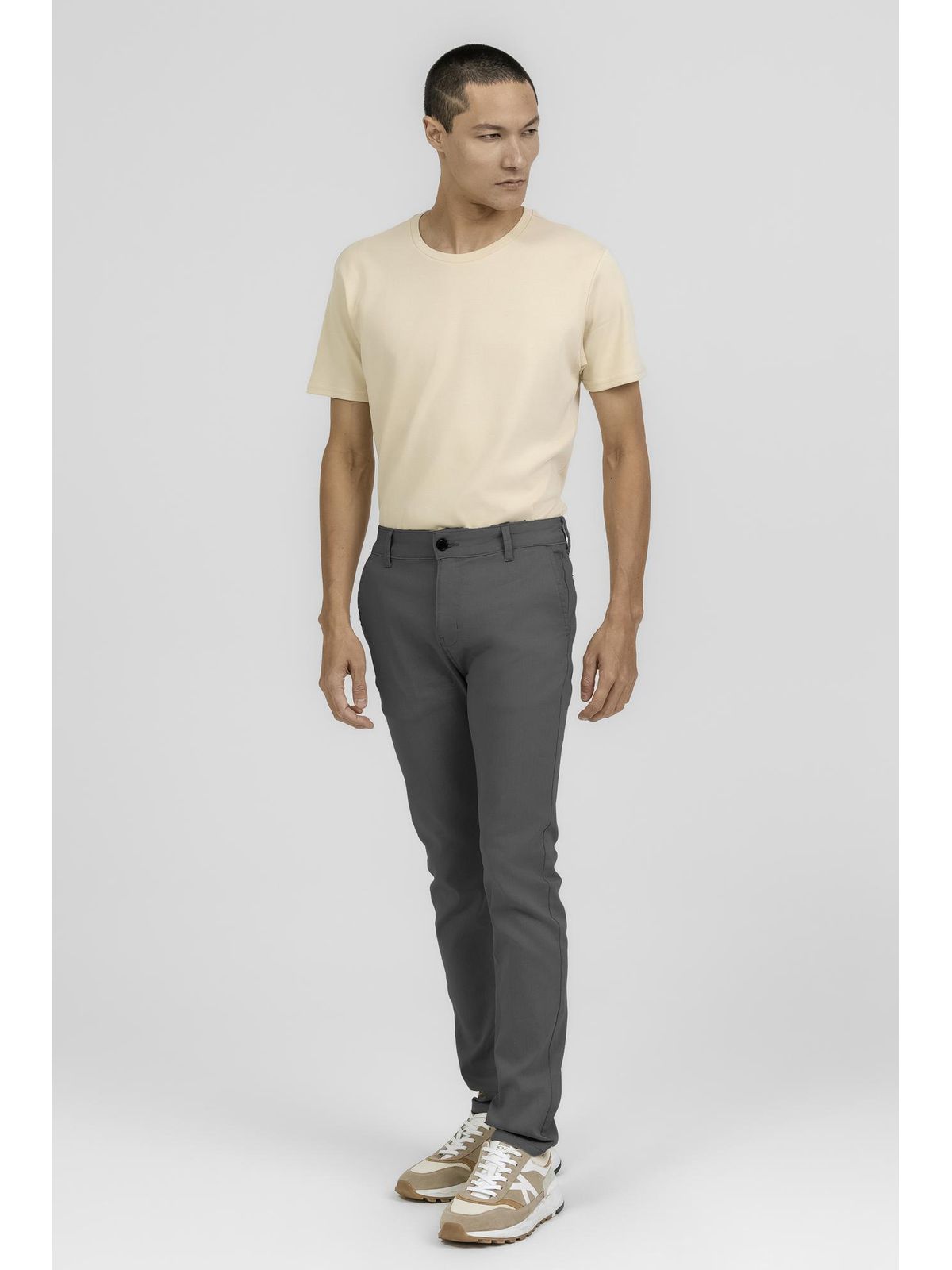 Calça em Sarja Slim K&J Chumbo CL001070 - 63448 - Teselli