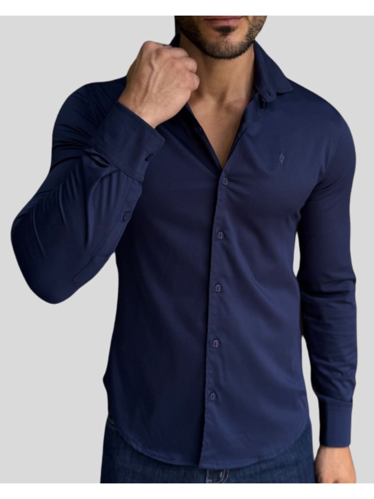 Camisa Social zikani Fibra de Bambu Marinho 00748 ... - Teselli