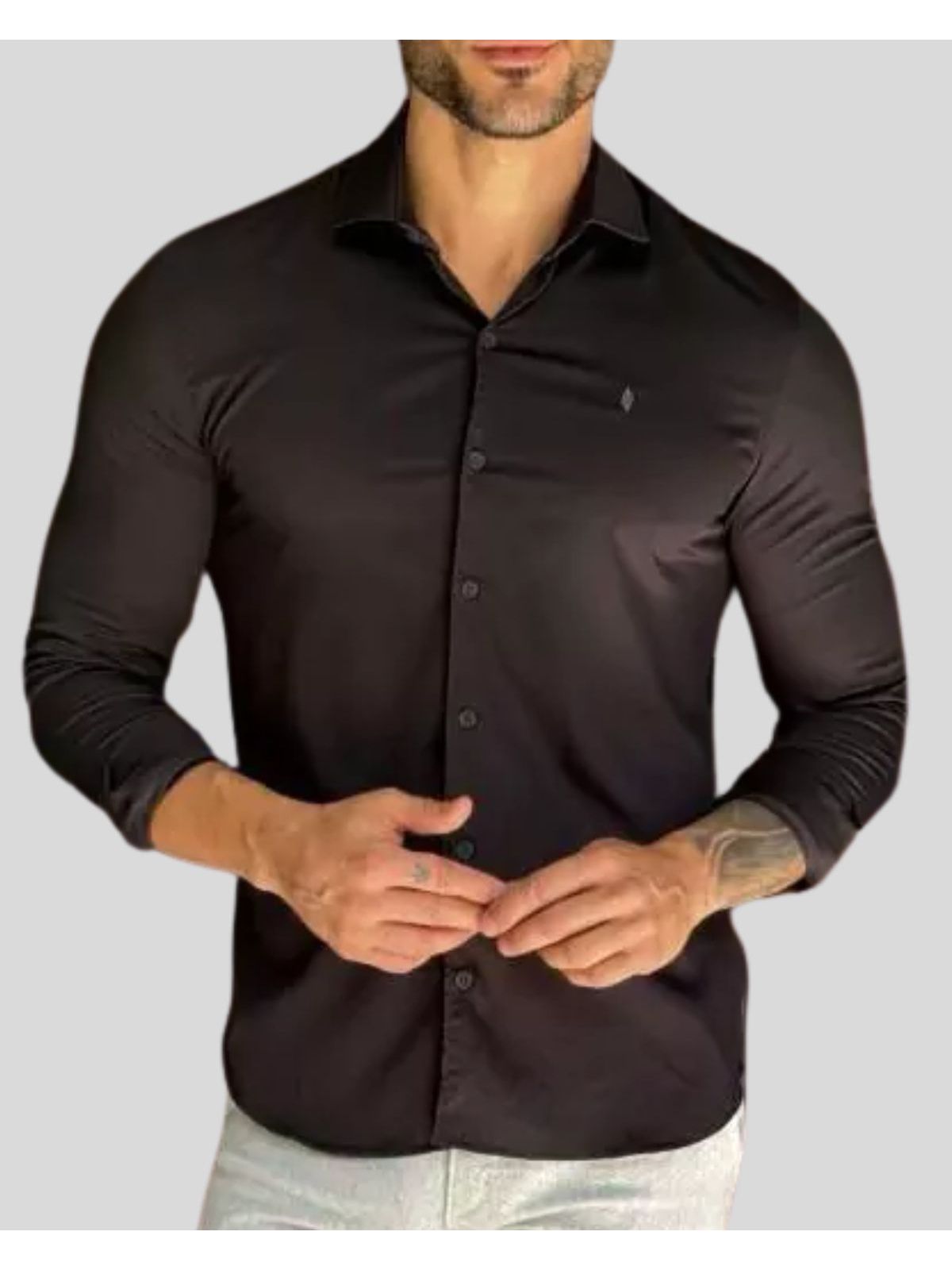 Camisa Social zikani Fibra de Bambu Preto 00748 - ... - Teselli