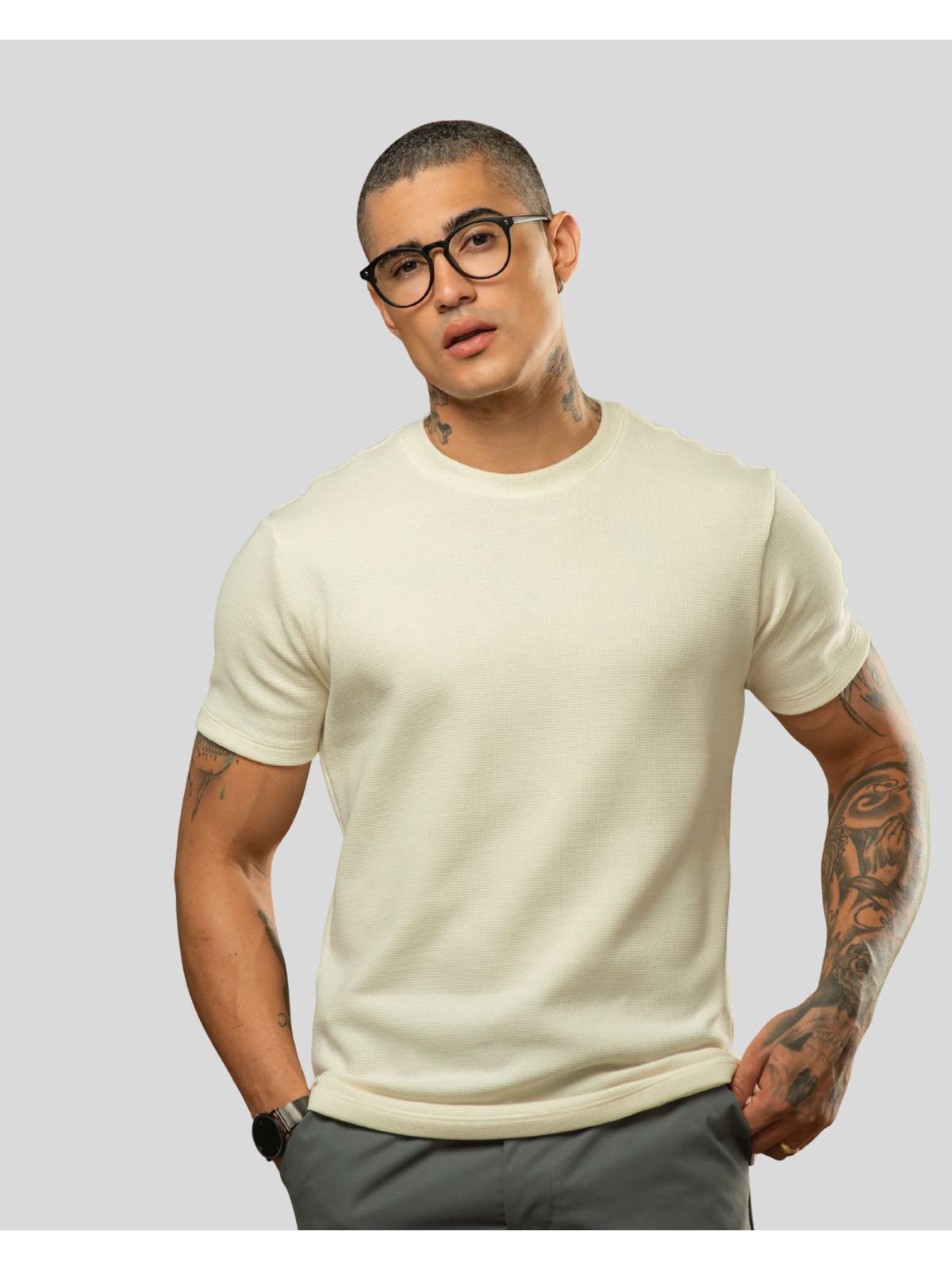 Camisa Em Tricô Oxing Branco 120725 - 64116 - Teselli