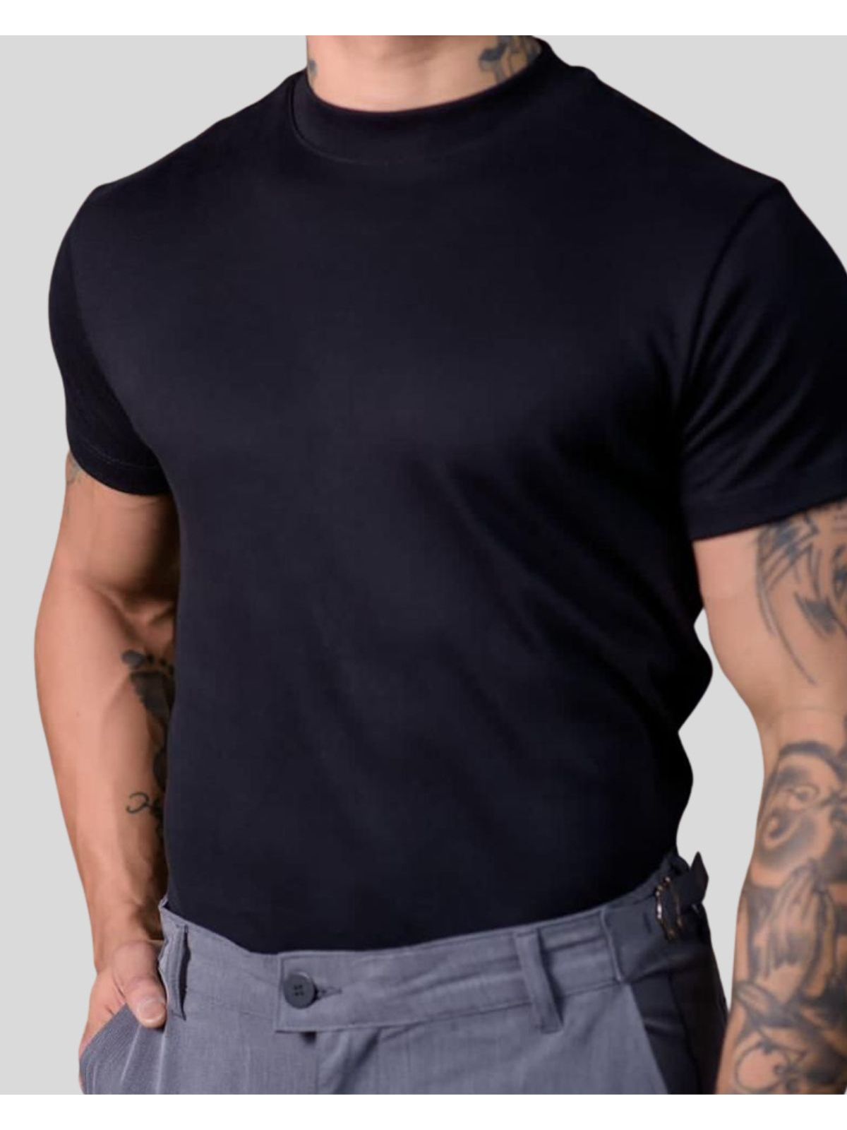 Camisa Gola Média Suedine Oxing Preto 070725 - 640... - Teselli