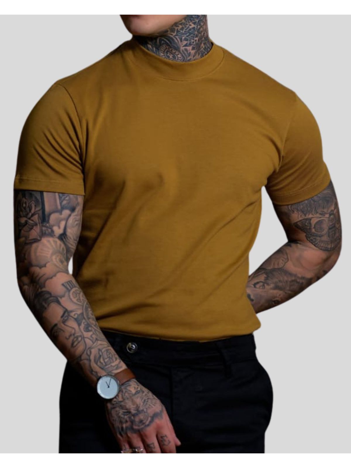 Camisa Gola Média Suedine Oxing Caramelo 070725 - ... - Teselli