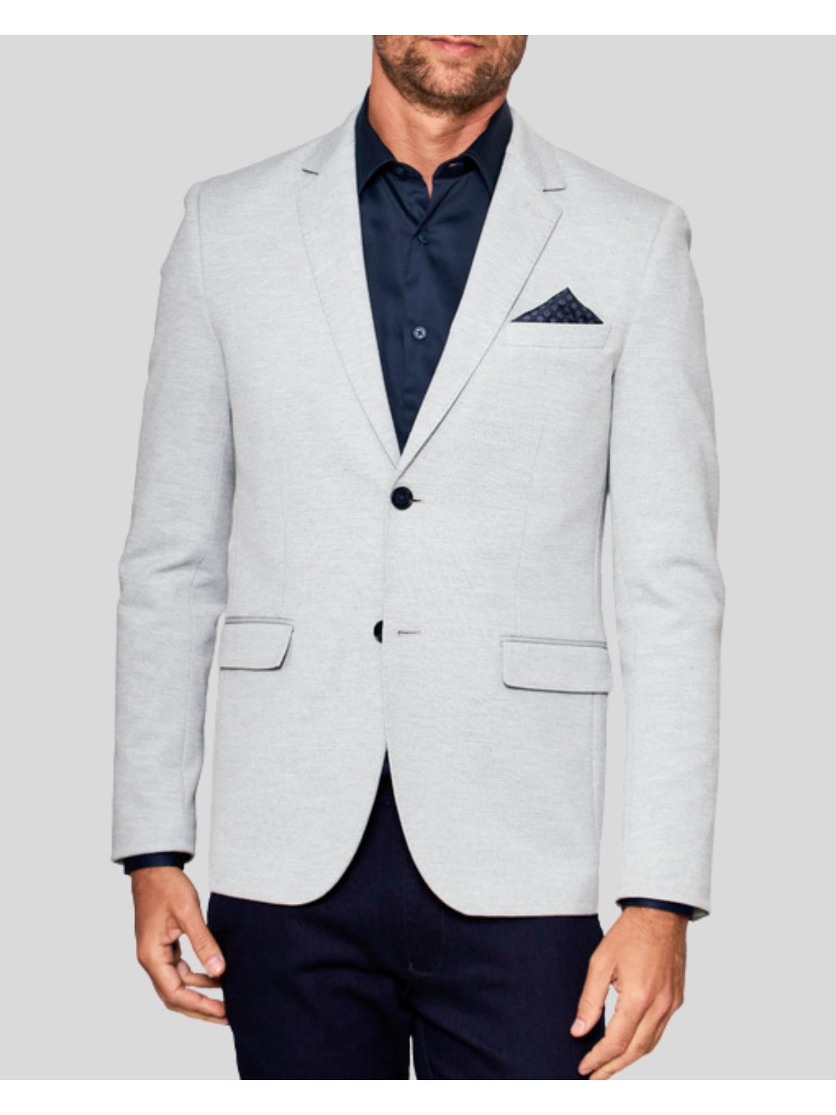 Blazer em Malha Cotton Resumo Cinza 1689 - 63950 - Teselli