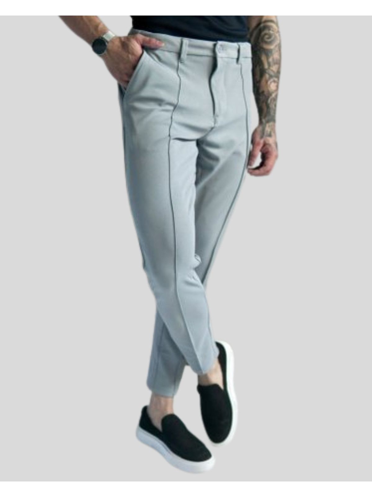 Calça Alfaiataria Skinny OXN Ponto Roma Cinza 2506... - Teselli