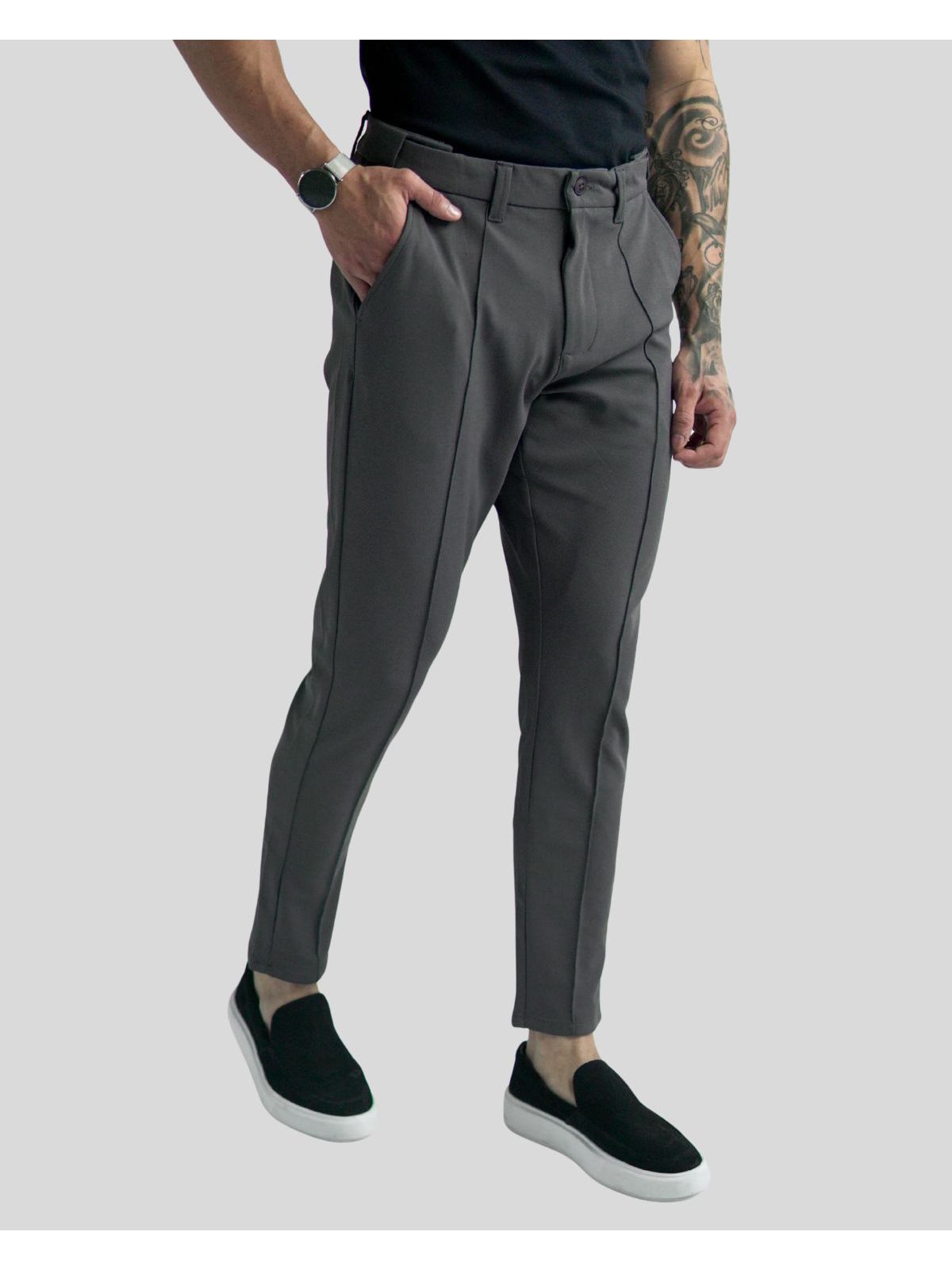 Calça Alfaiataria Skinny OXN Ponto Roma Chumbo 250... - Teselli