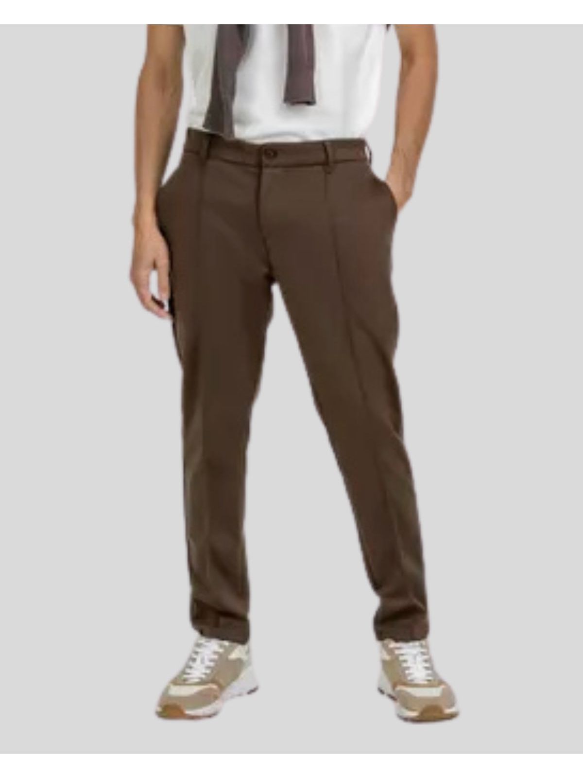 Calça Malha Western Ponto Roma K&J Marrom CL24... - Teselli