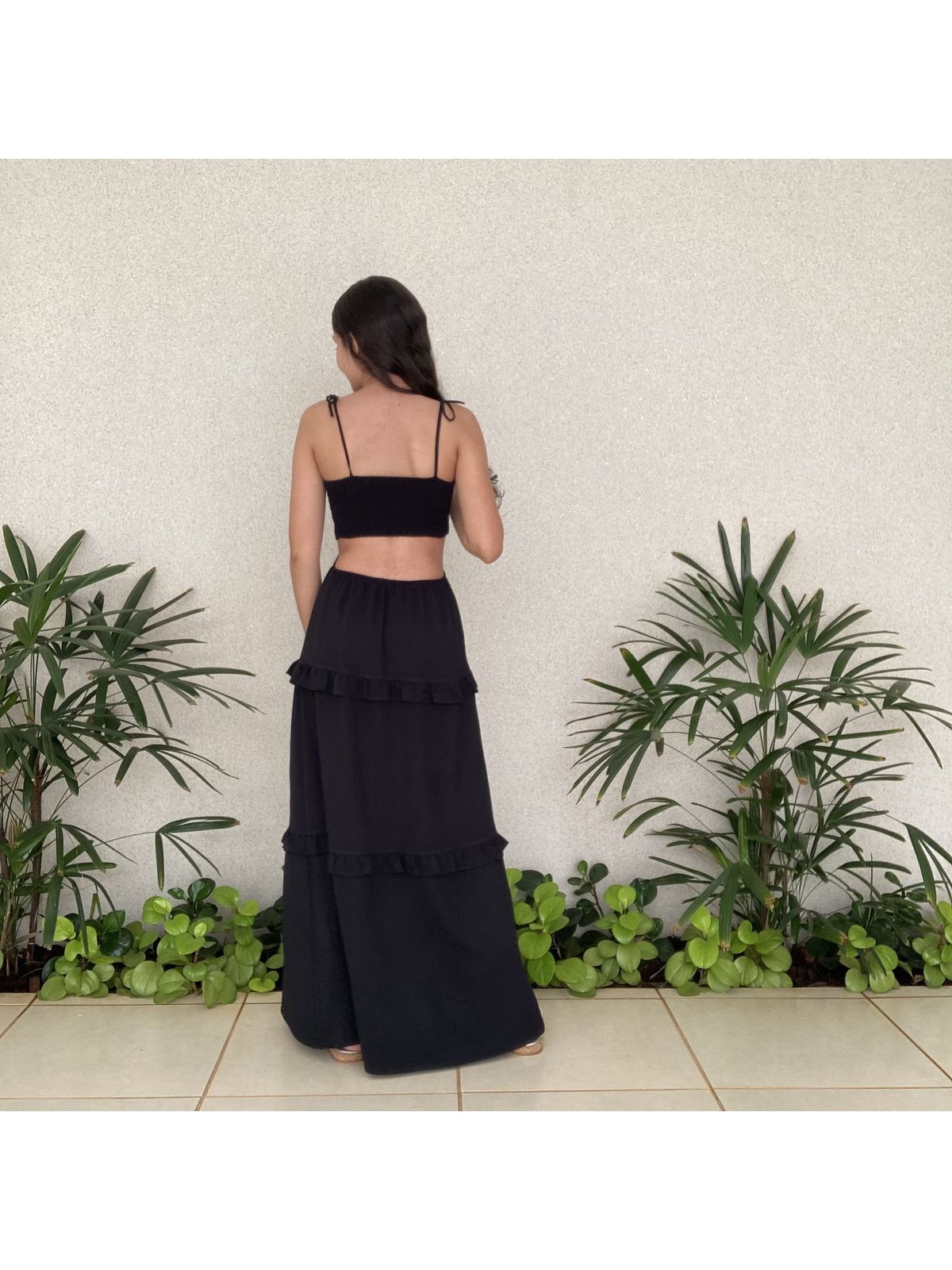 VESTIDO LONGO BABADOS