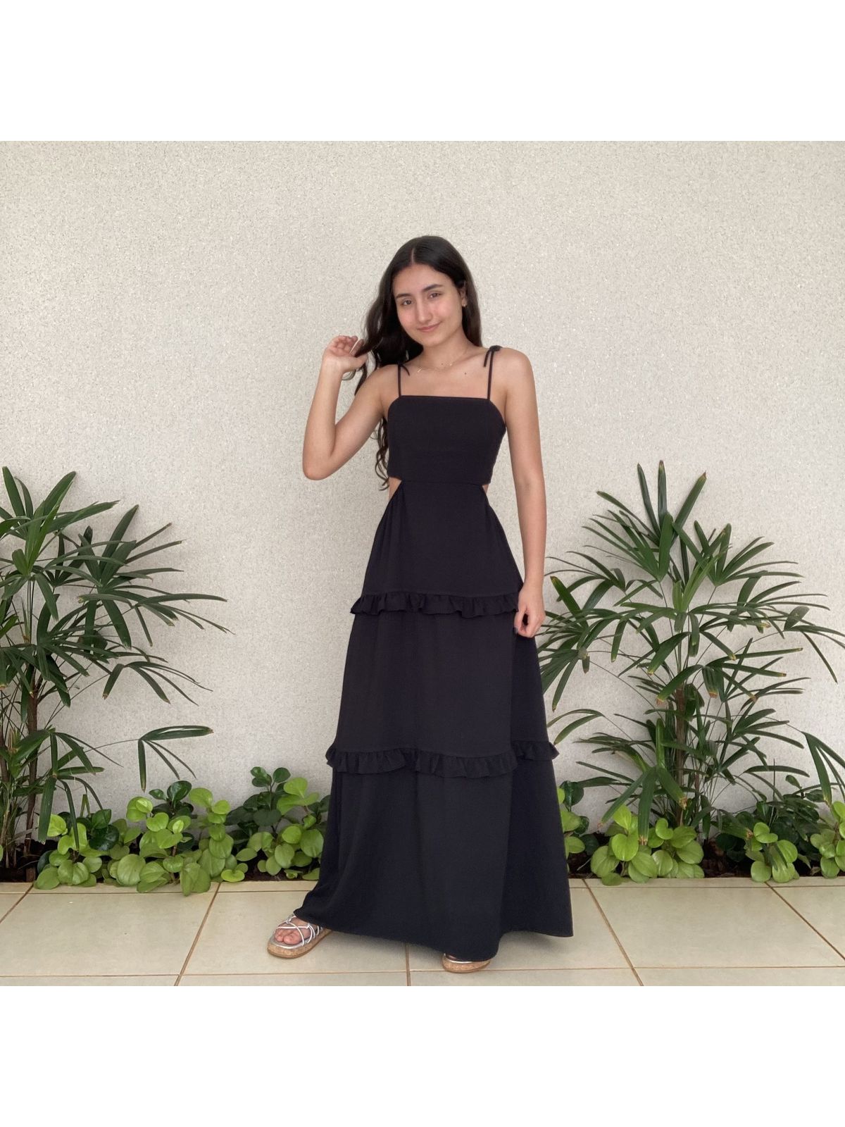 VESTIDO LONGO BABADOS - TokTeen