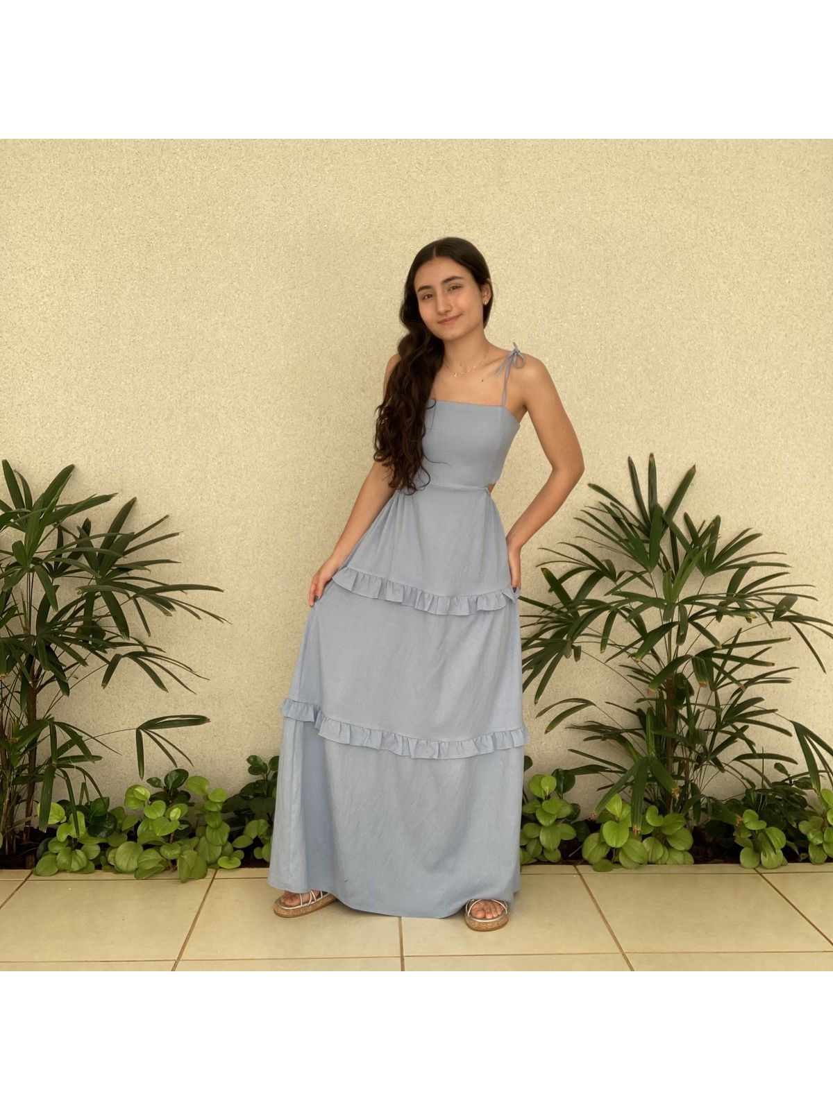 VESTIDO LONGO BABADOS - TokTeen