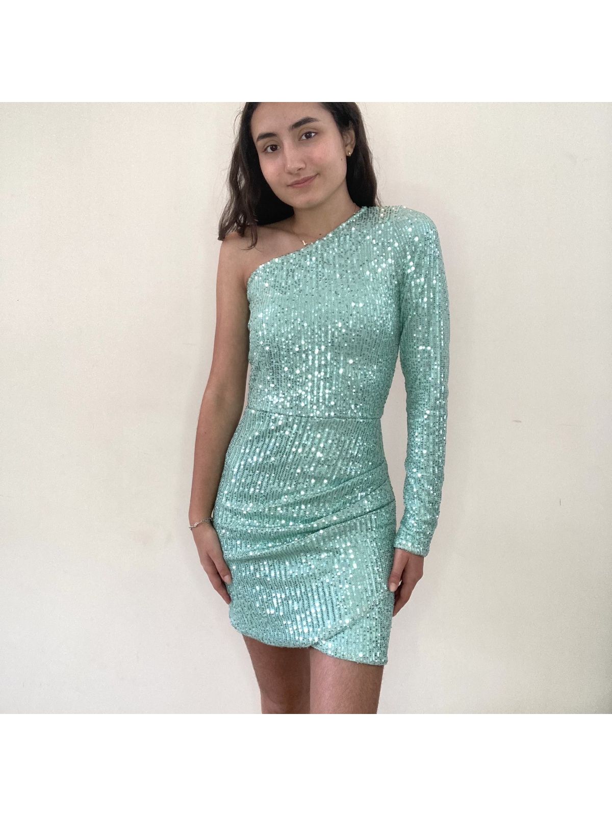 Vestido Paetê Com Franzido