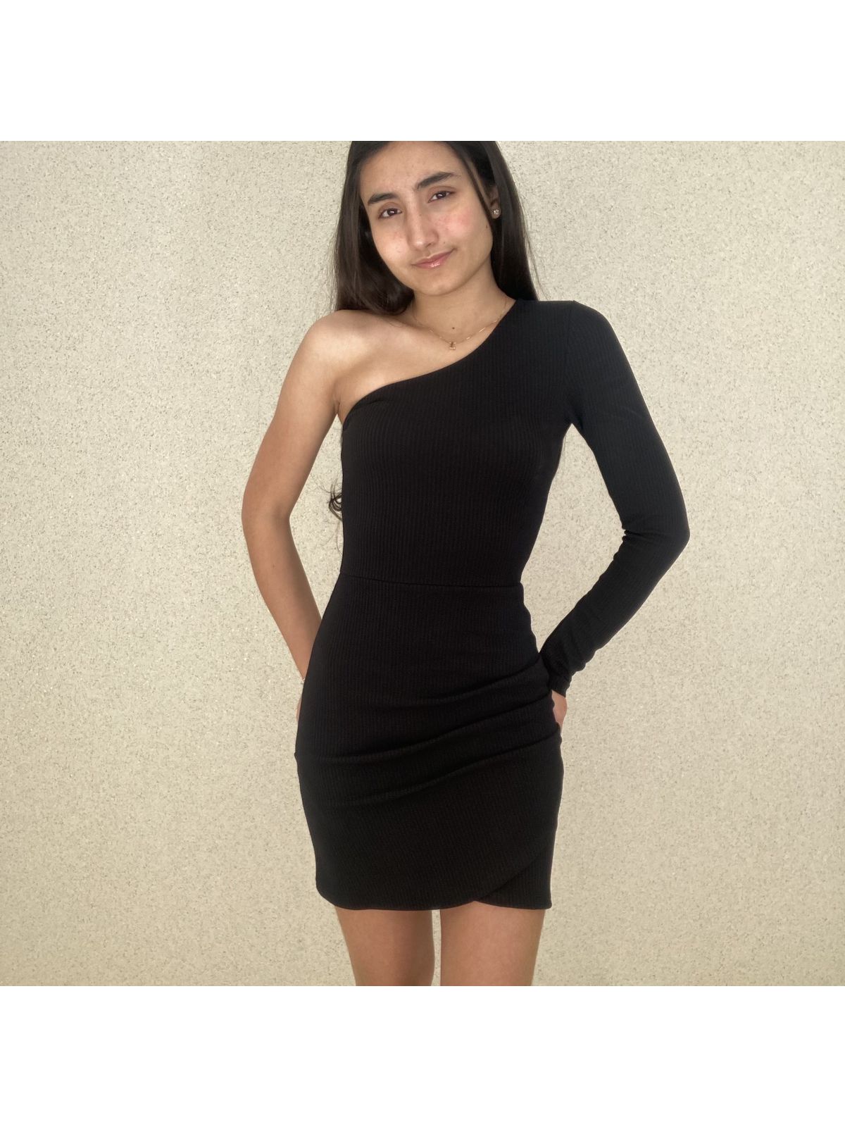 Vestido Malha Canelada Manga longa - TokTeen