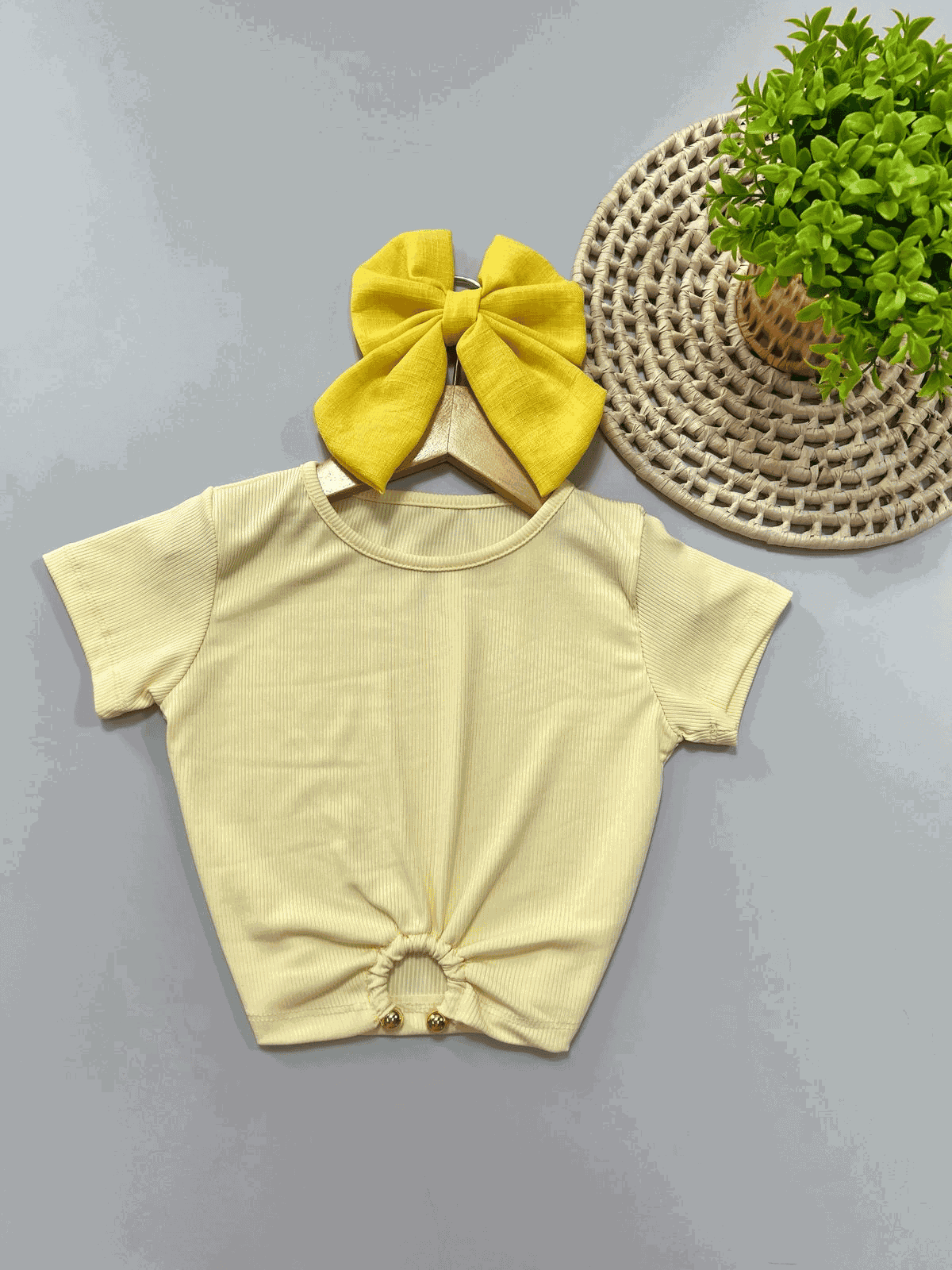 Blusa Cropped Argola Amarela - Isa Cintra Moda Infantil