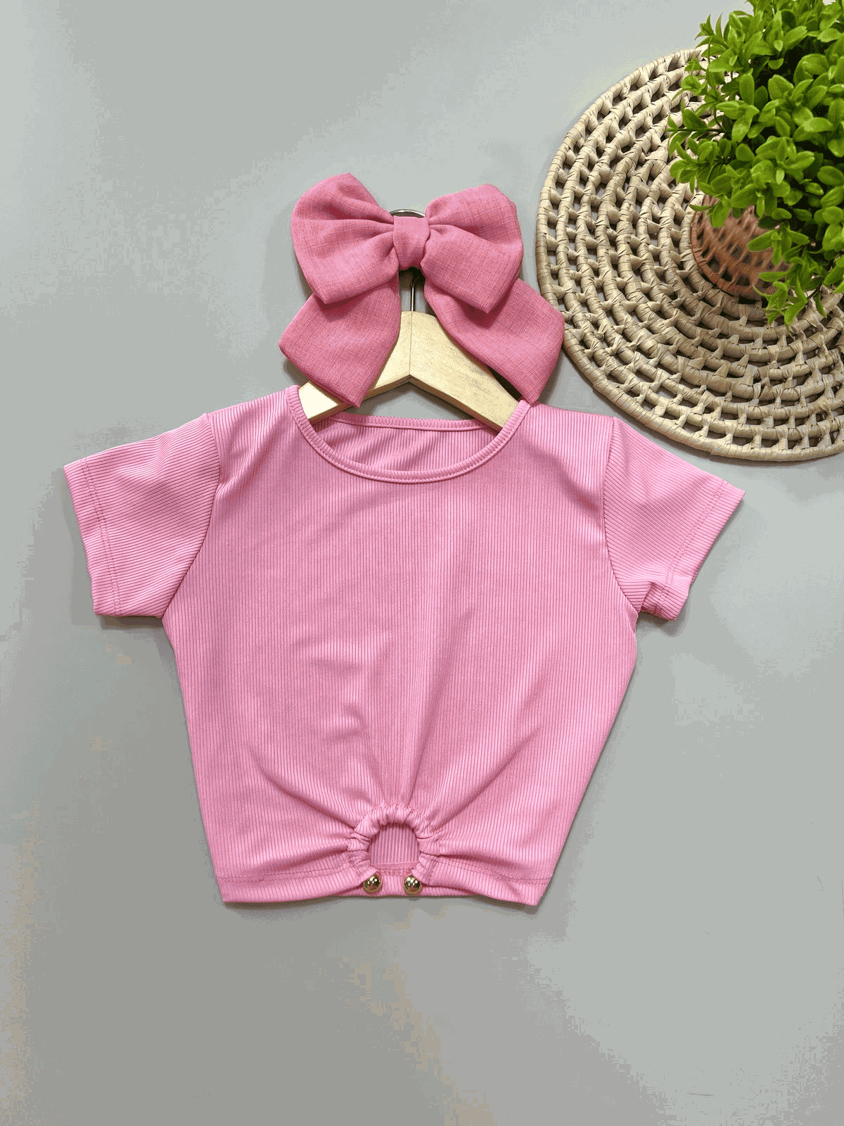 Blusa Cropped Argola Rosa - Isa Cintra Moda Infantil