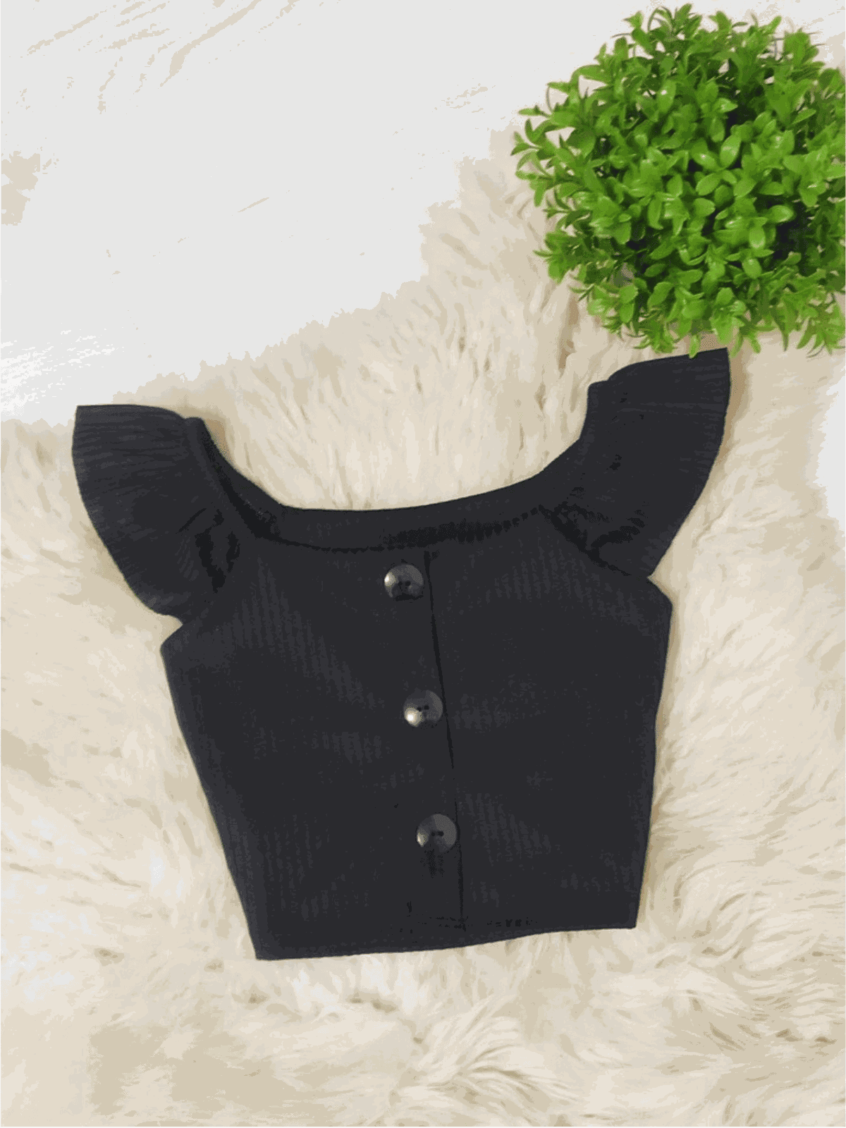 Cropped de Botão Preta - Isa Cintra Moda Infantil