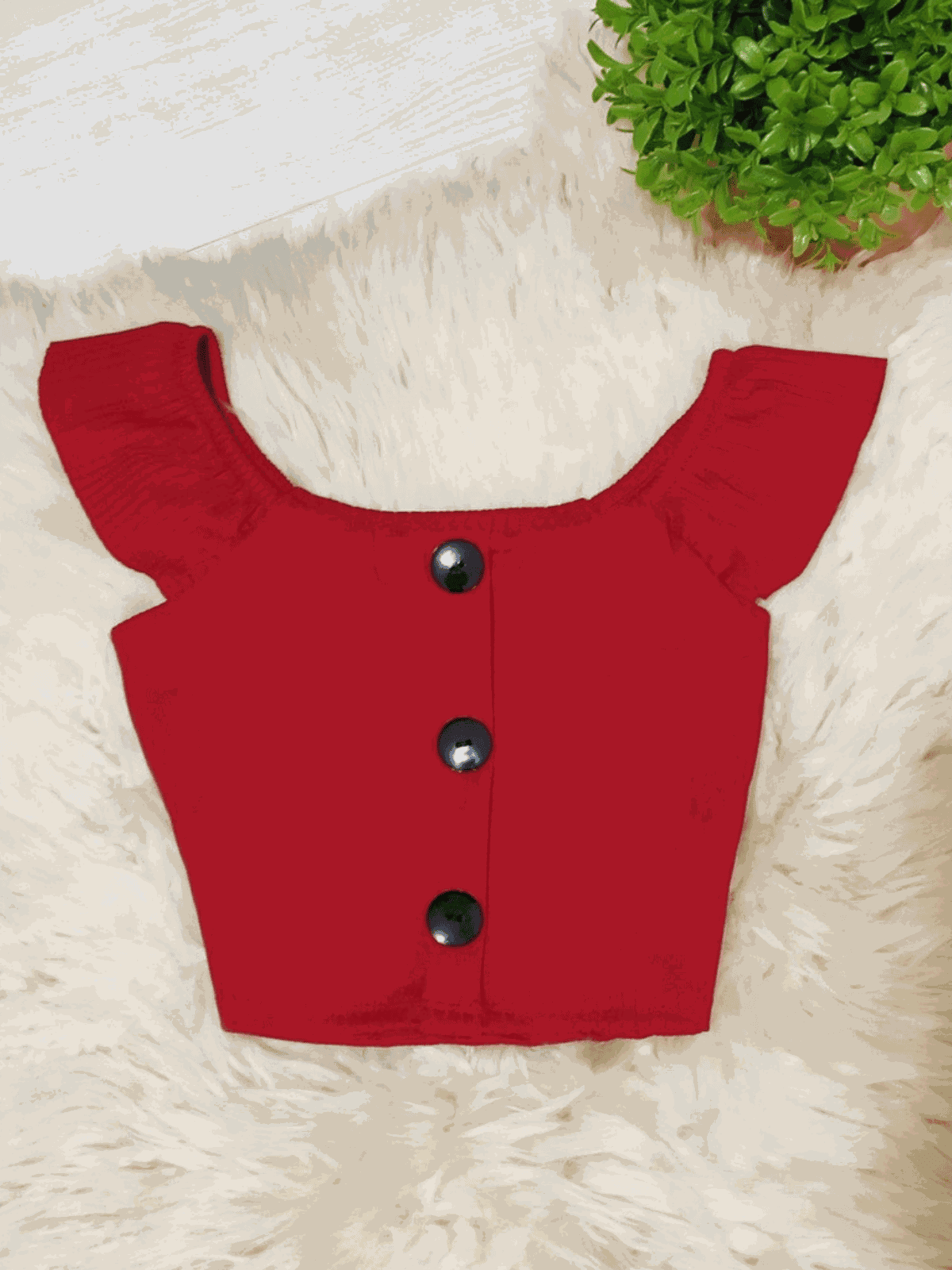 Cropped de Botão Vermelho - Isa Cintra Moda Infantil