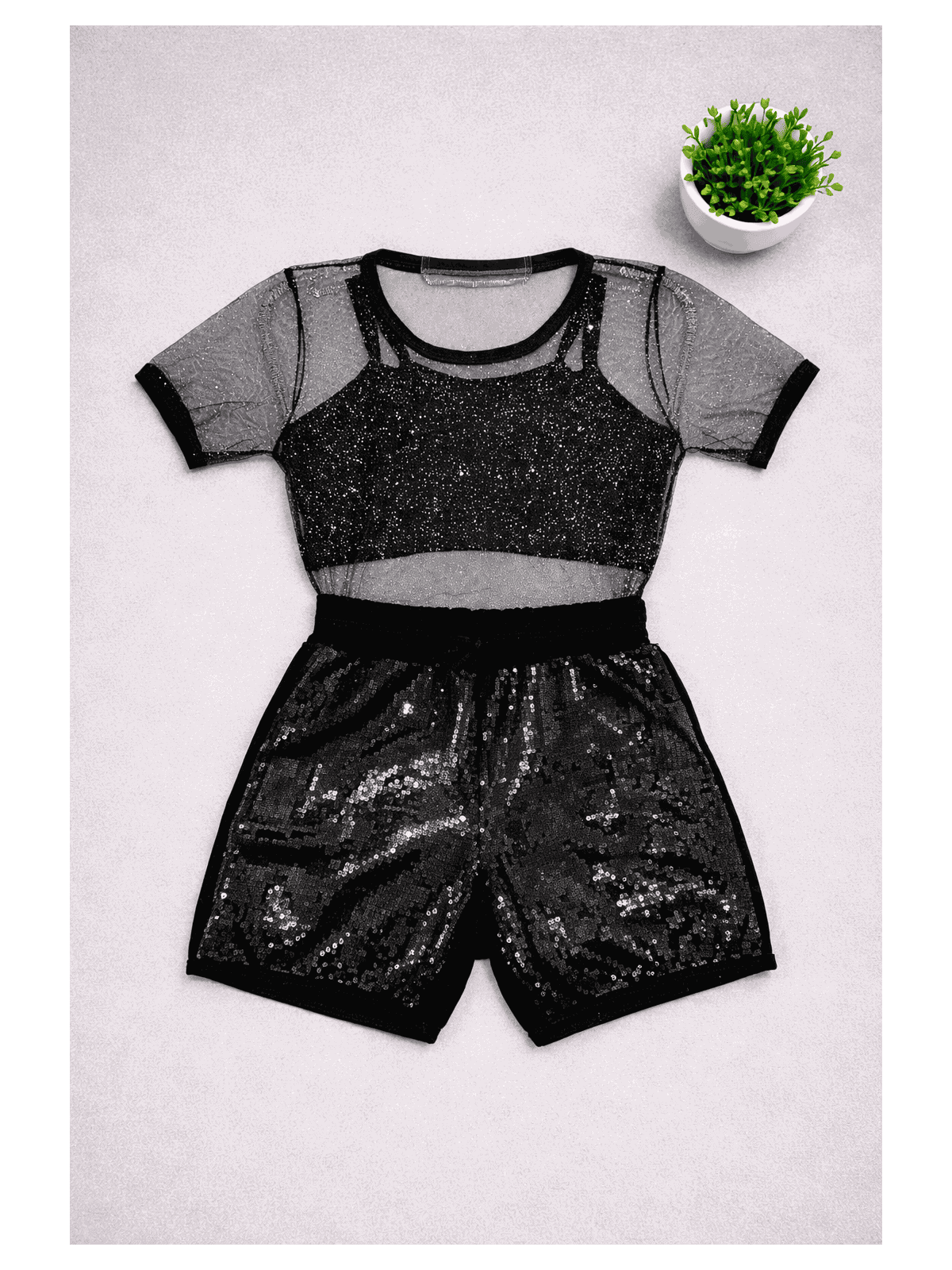 Conjunto Blusa Tule Com Glitter + Top e Short Paet... - Isa Cintra Moda Infantil