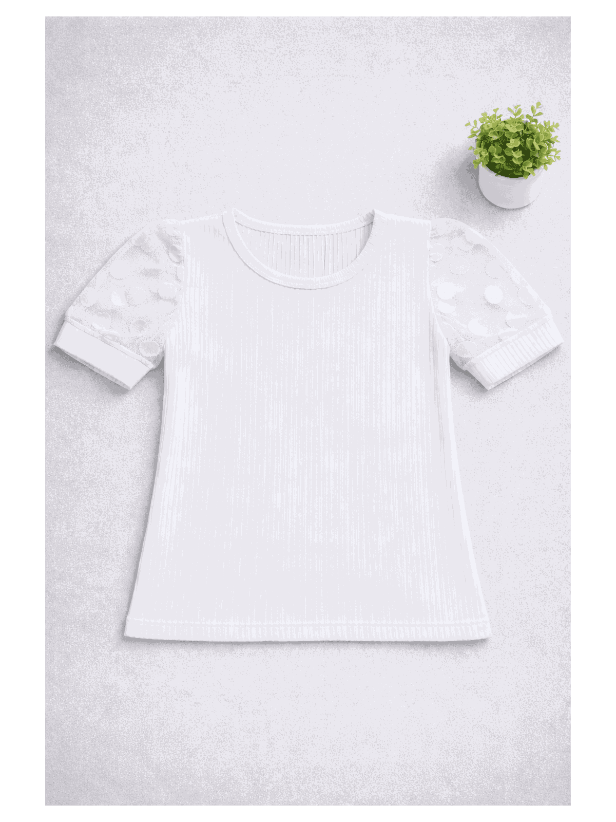 Blusa Manga Curta Tule Branca - Isa Cintra Moda Infantil