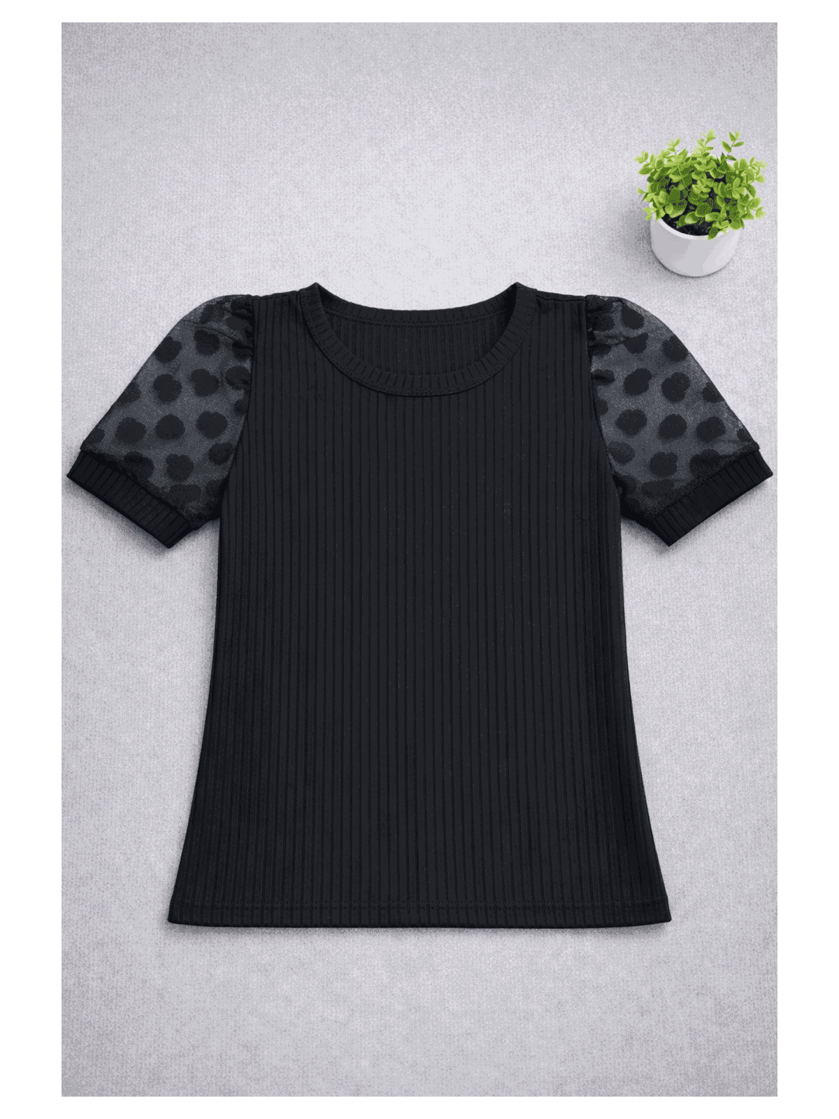 Blusa Manga Curta Tule Preta - Isa Cintra Moda Infantil